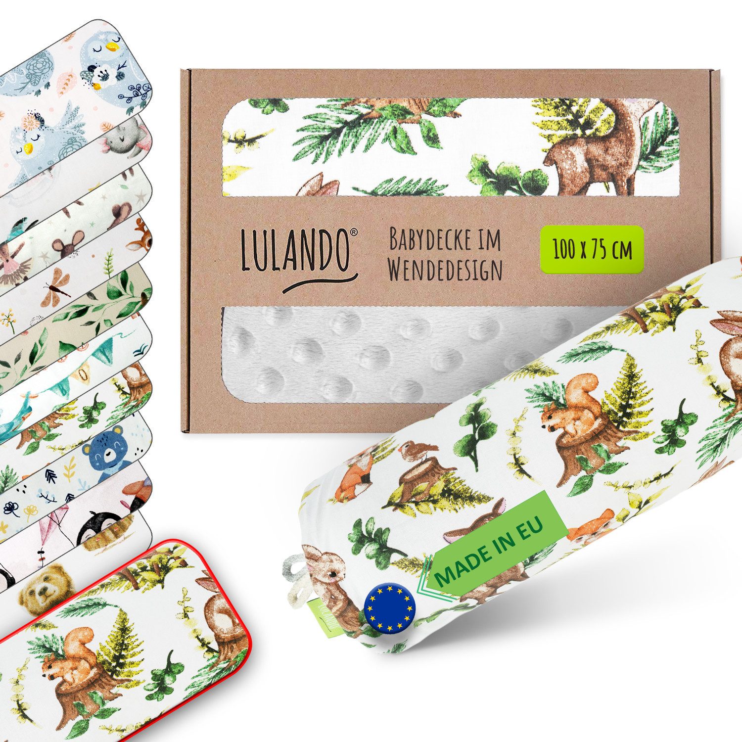 Babydecke LULANDO 100x75 cm flauschige Kuscheldecke für Neugeborene, Lulando, antiallergisch, pflegeleicht, 100% Baumwolle