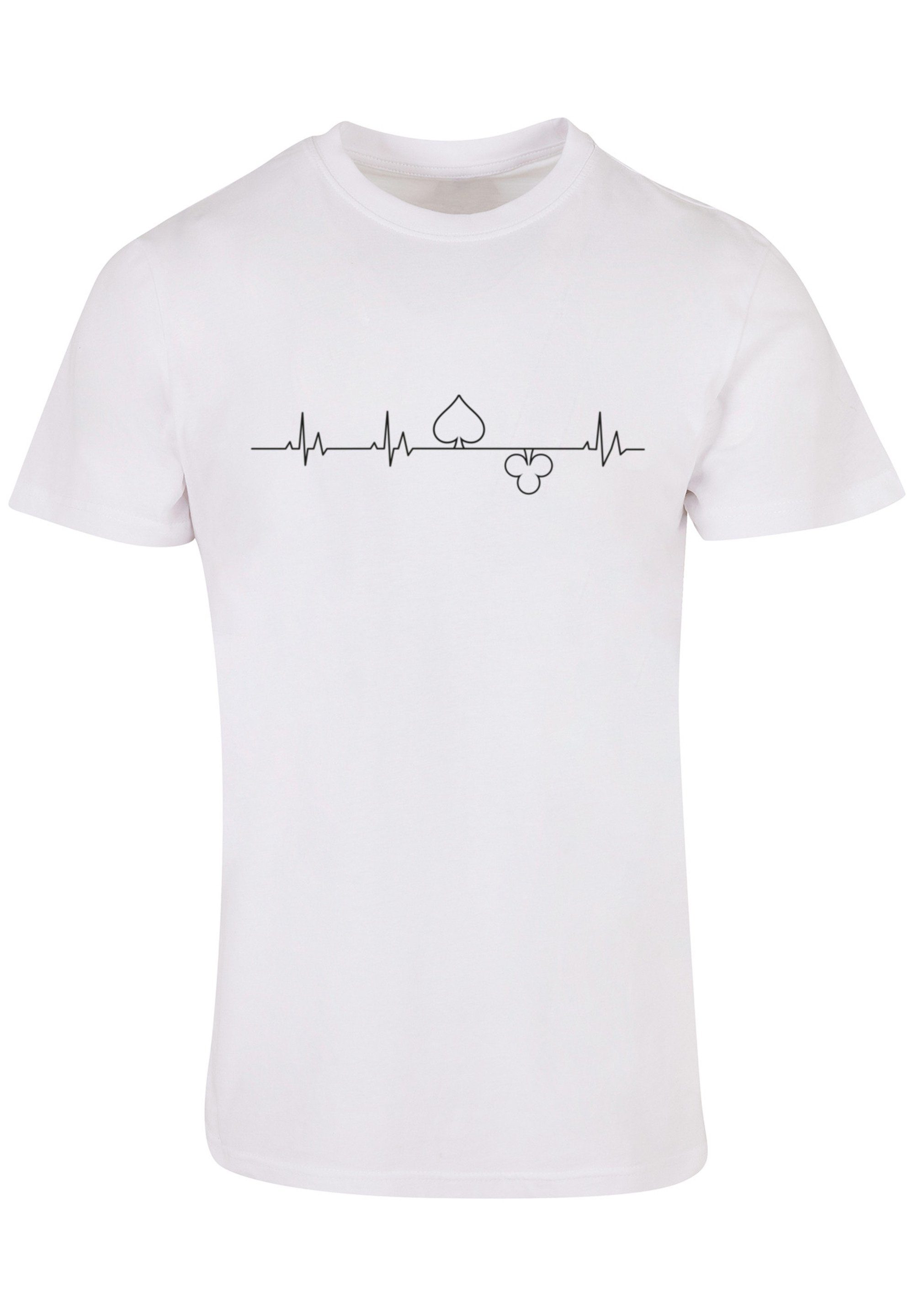 weiß Herz Poker Heartbeat Print T-Shirt F4NT4STIC