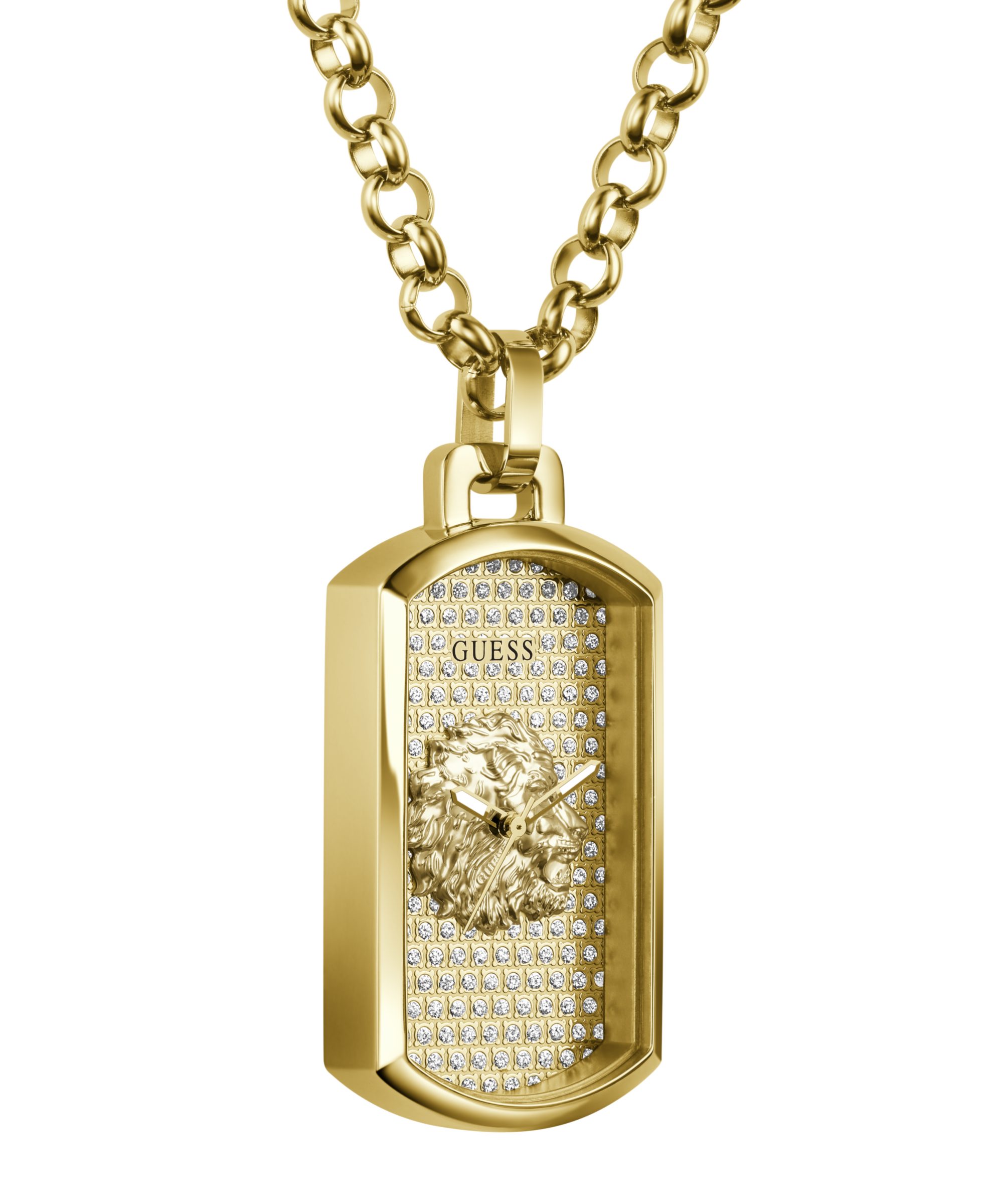 Guess Kettenuhr KANE, Quarzuhr, Damenuhr, Herrenuhr,Kettenlänge verstellbar,Edelstahlgehäuse