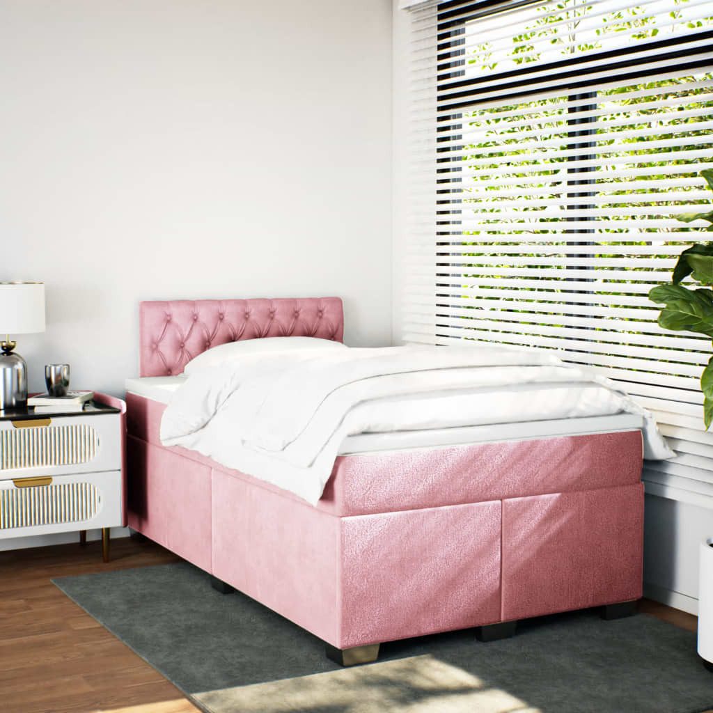 vidaXL Bett Boxspringbett mit Matratze Rosa günstig online kaufen