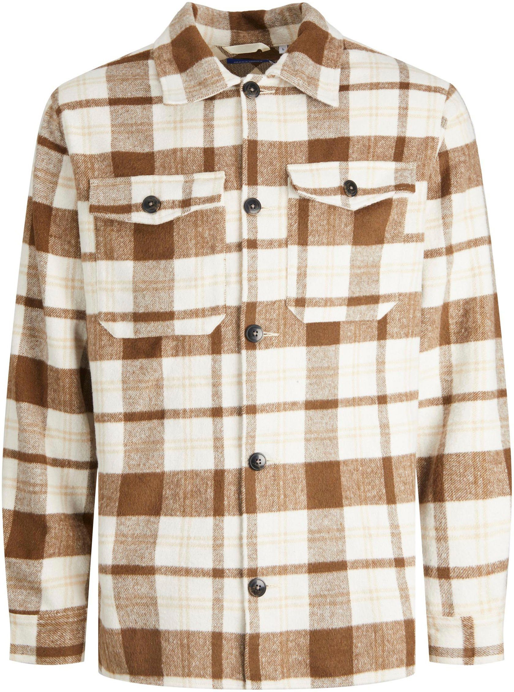 Jones OVERSHIRT Flanellhemd Jack CHECK seal & brown OLLIE