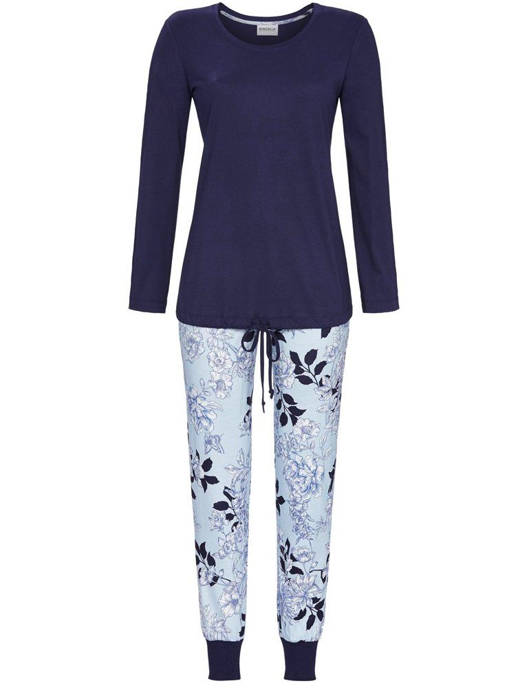 Ringella Pyjama »Damen Langarm Schlafanzug mit Blumendesign, 1511214 -  Marine / Hellblau« online kaufen | OTTO