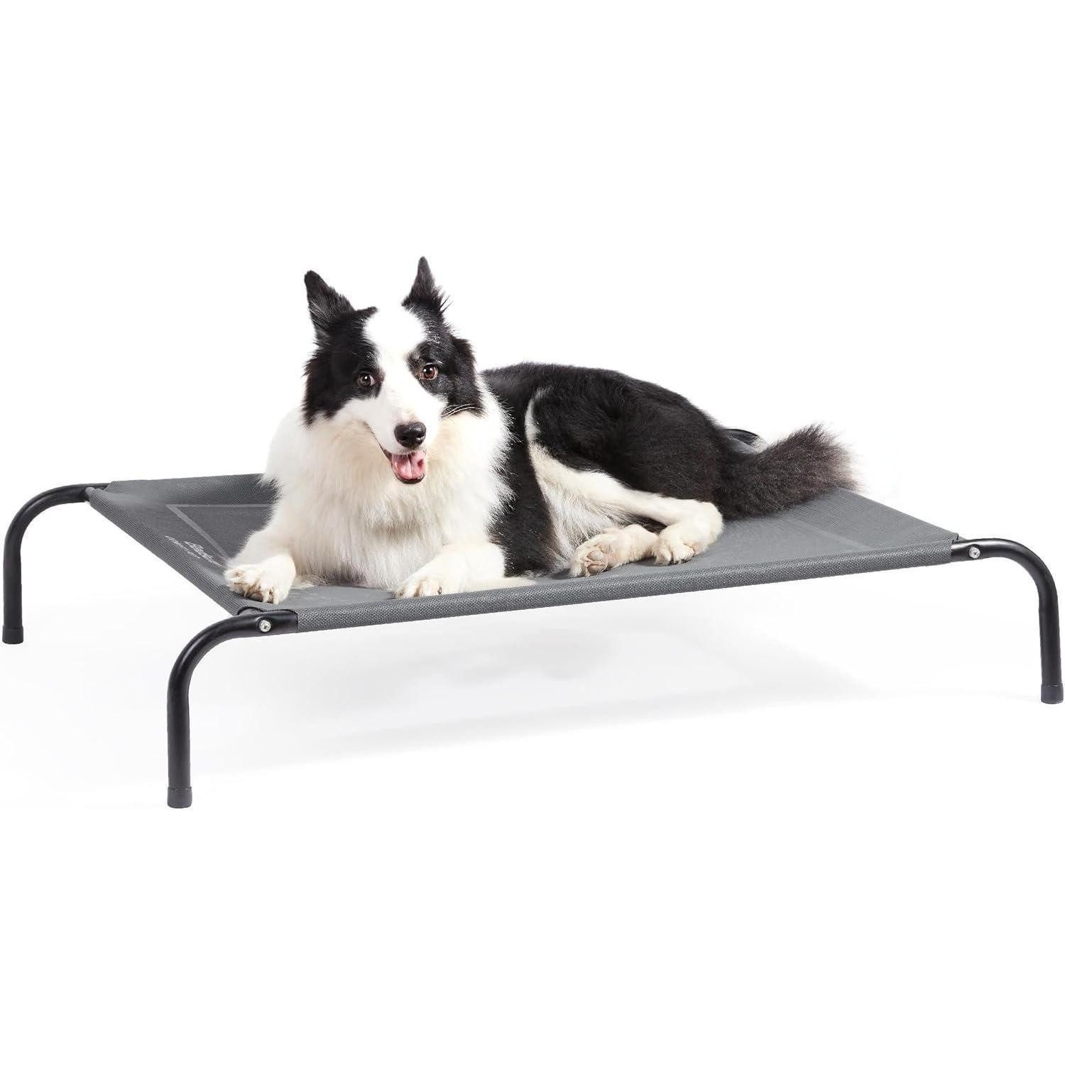 LuxusKollektion Hundebett Hundeliege Outdoor Erhöht Mittelgroße M Grau L 105 x B 80 x H 20 cm