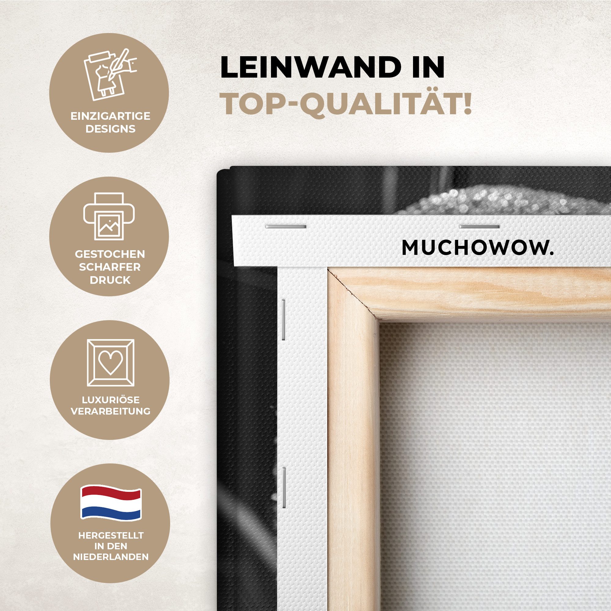 OneMillionCanvasses® Leinwandbild Toilette - Toilettenpapier - Schwarz und weiß - Glitzer, Fotodruck (1 St), Bilder für Badezimmer, Bad und Toiletten Deko, Bild WC 30x20 cm