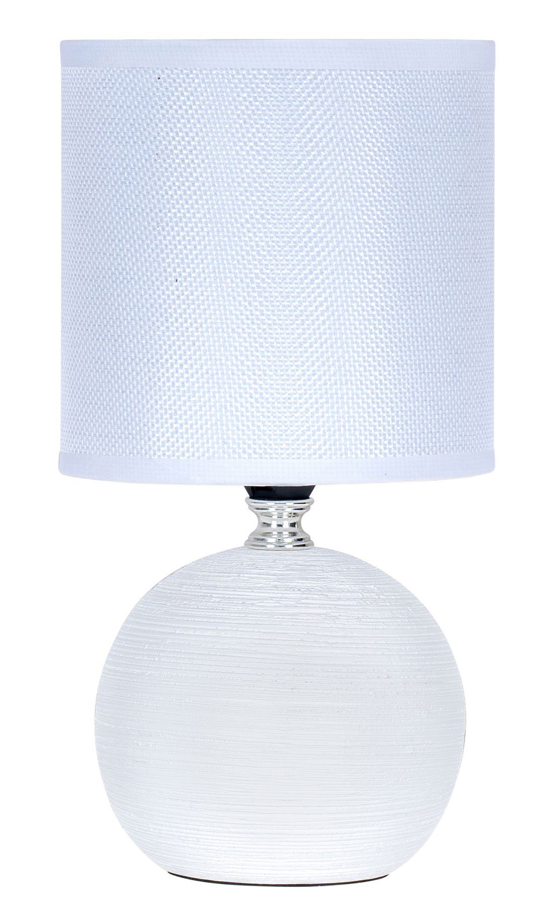 Levandeo® Nachttischlampe, Tischlampe Licht Lampe Keramik H26cm Rund Shabby Nachtlampe Weiß