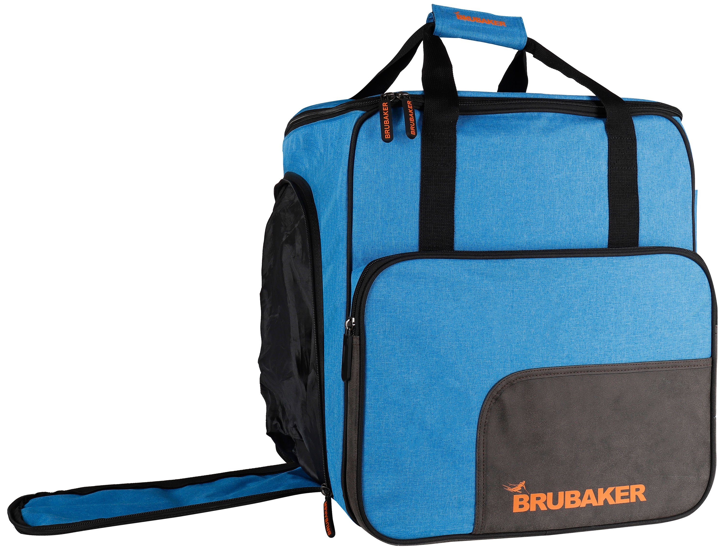 Rucksack Blau Skischuhe, Helmtasche, Skistiefel Ski BRUBAKER (1-tlg., und Schwarz nässeabweisend), und mit für Rucksackfunktion Stiefeltasche Tasche Sporttasche Skischuhtasche, Orange, reißfest Skitasche Komfort für