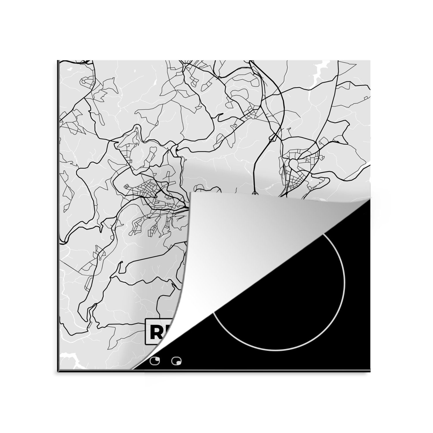 MuchoWow Herdblende-/Abdeckplatte Karte - Remscheid - Karte - Deutschland, Vinyl, (1 tlg), 78x78 cm, Ceranfeldabdeckung, Arbeitsplatte für küche