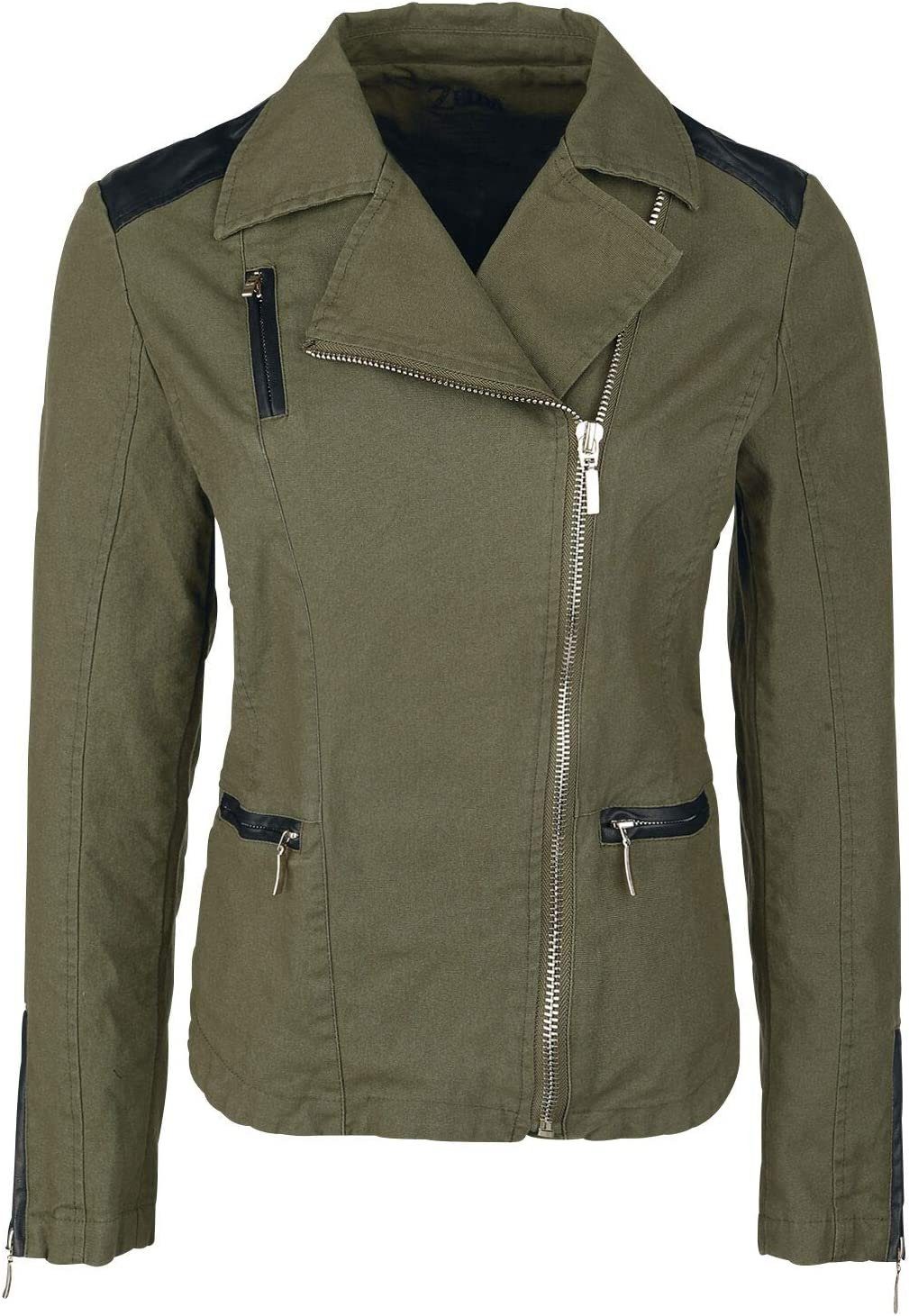 Bikerjacke ZELDA Triforce Logo Damen Jacke oliv Bikerjacket Damenjacke Erwachsene + Jugendliche Gr. M L XL Frauen + Mädchen