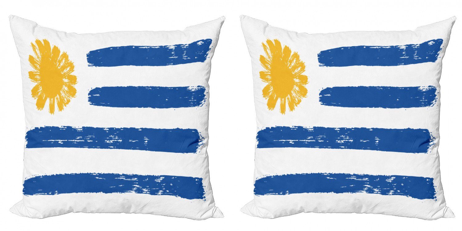 Kissenbezüge Modern Accent Doppelseitiger Digitaldruck, Abakuhaus (2 Stück), Uruguay Pinselmalerei Stroke Flagge