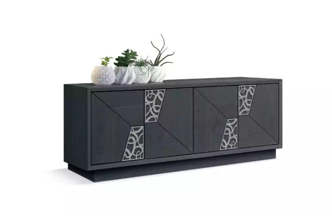 JVmoebel Wohnzimmer-Set Graues Luxus Sideboard Wohnzimmer Holz Kommode Moderne Anrichte Neu, Made in Italy