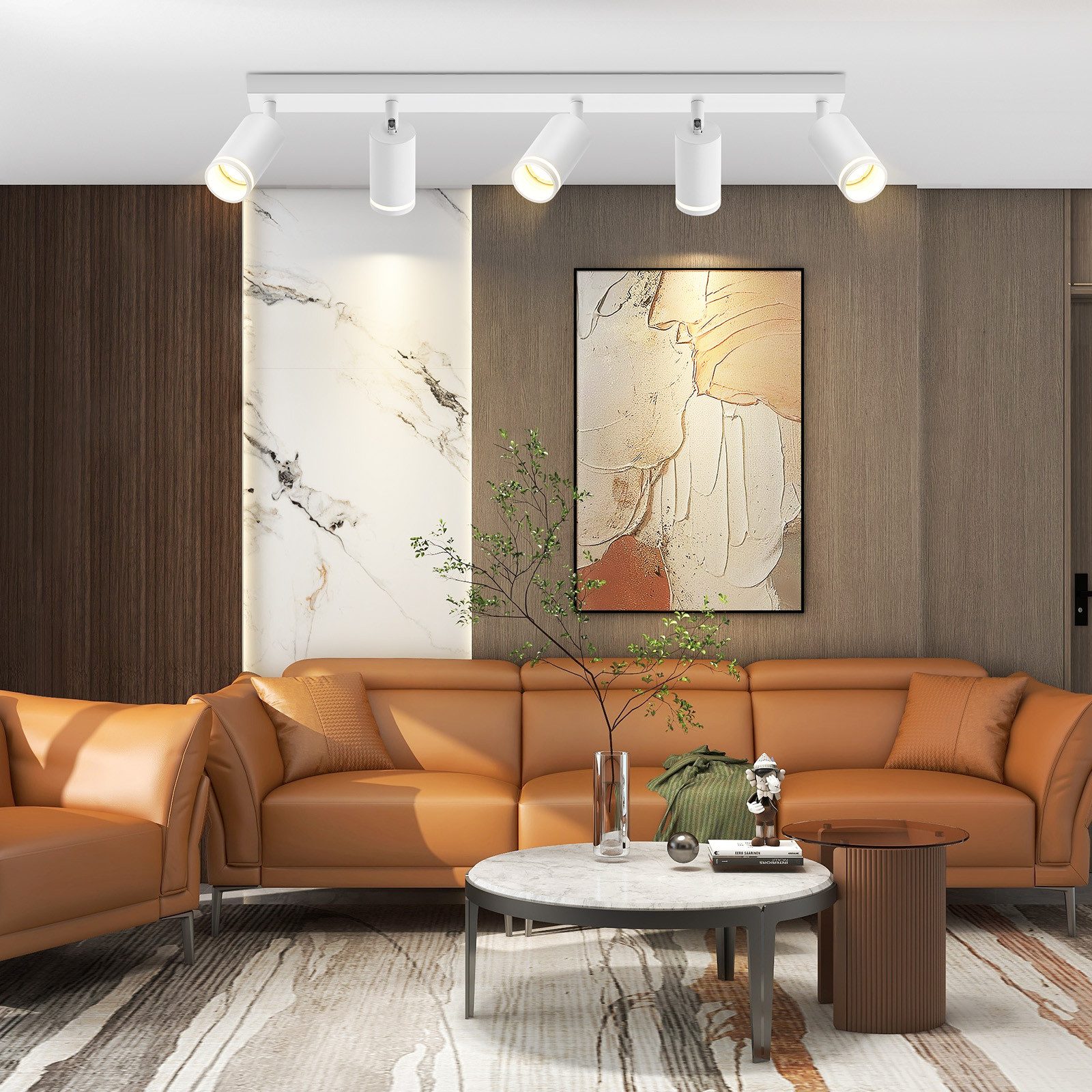 ZMH Deckenstrahler 5 Flammig Schwarz/Weiß GU10 Spots Deckenlampe für Schlafzimmer, Große Anwendungsbereichen, ohne Leuchtmittel – Bild 2 von 5