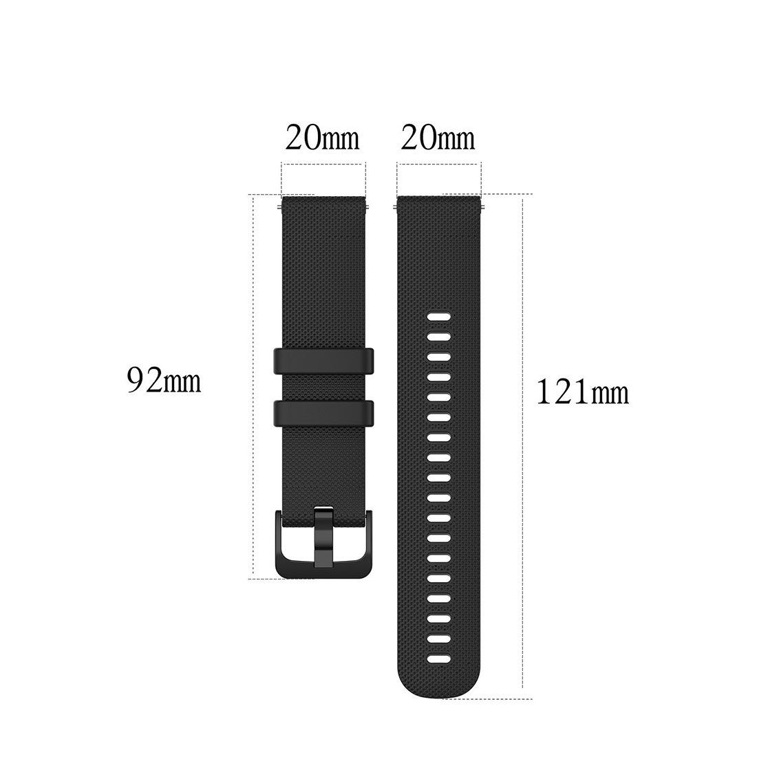 CTGtree Uhrenarmband Silikon Uhrenarmband Ersatzarmband Armband Silikon Schwarz Uhrenarmbänder