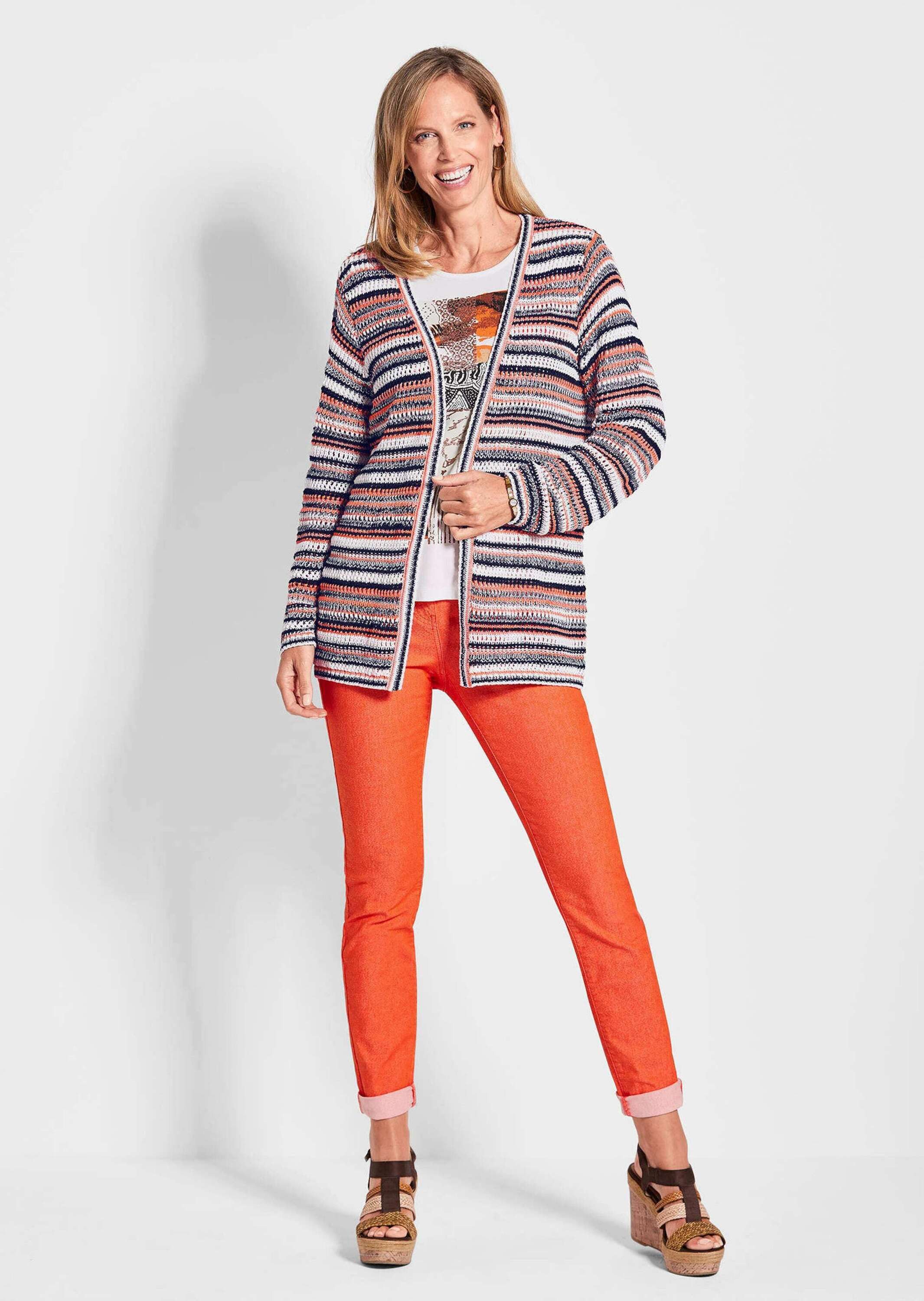 GOLDNER Strickjacke Luftige multicolore Strickjacke Verschlussloser Langarm günstig online kaufen