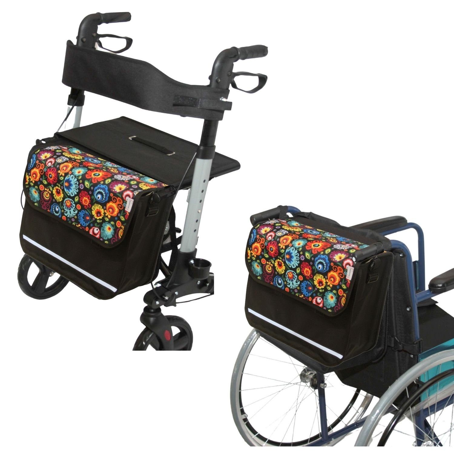 Seniori Gehstock SENIORI Rollator / Rollstuhl Tasche Rollatortasche Rollstuhltasche, 6F. Folklore - Flex