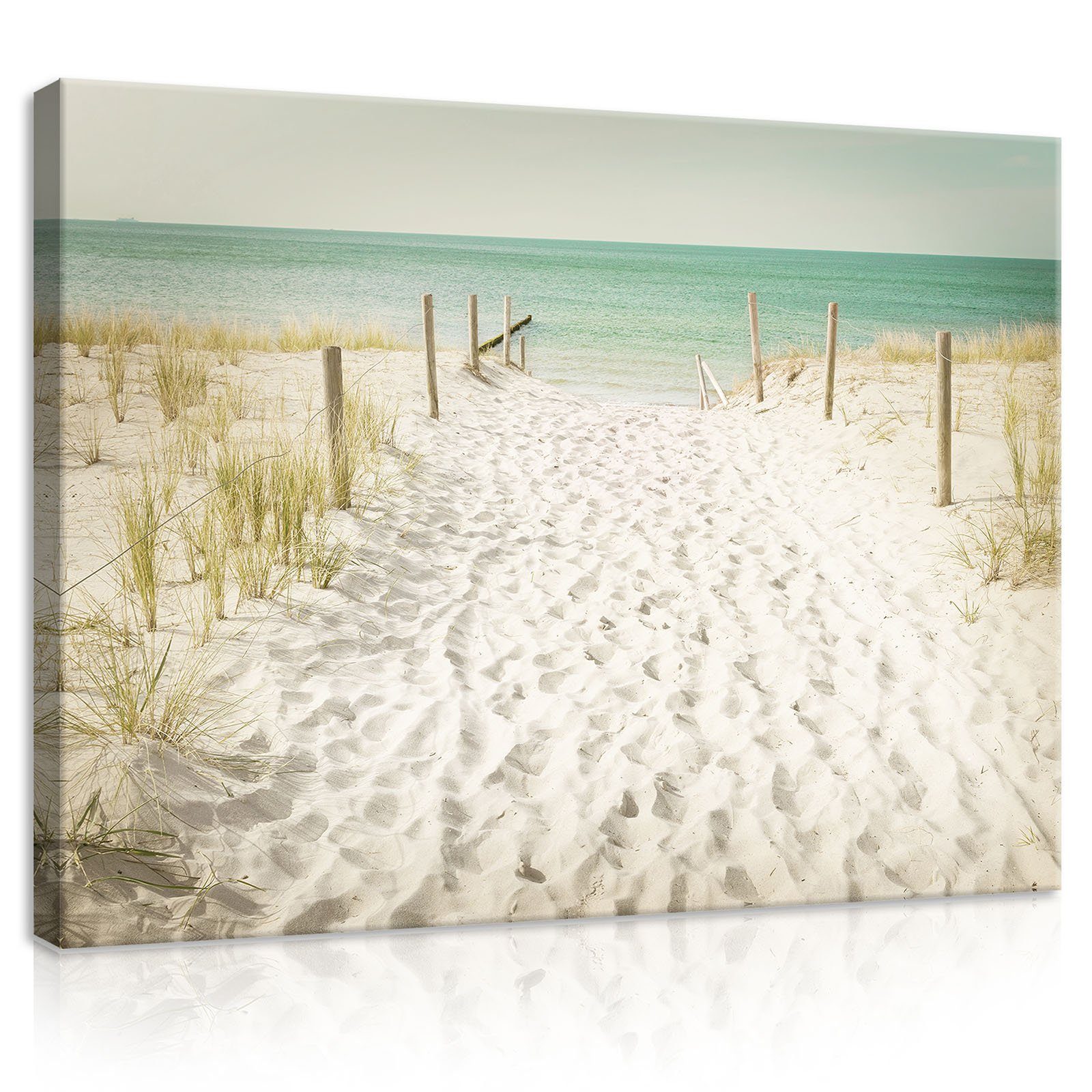 Wallarena Leinwandbild Strand Meer Sand Natur Landschaft Wandbild Groß XXL Wandbilder Leinwandbilder Modern Canvas Kunstdruck Bild Auf Leinwand Bilder für Wohnzimmer Schlafzimmer, (Einteilig), Aufhängefertig