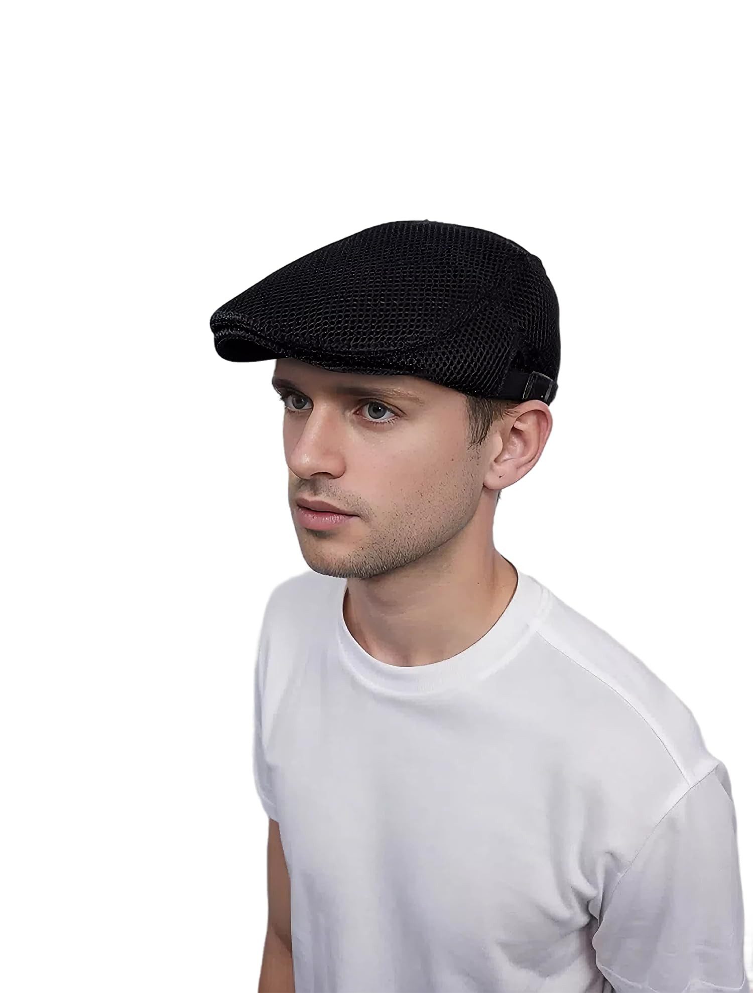 Zaewry Flat Cap Herren Atmungsaktive Mesh-Sommermütze Verstellbare Schiebermütze Baskenmütze Ivy Cap Cabbie Flat Cap – Bild 4 von 4
