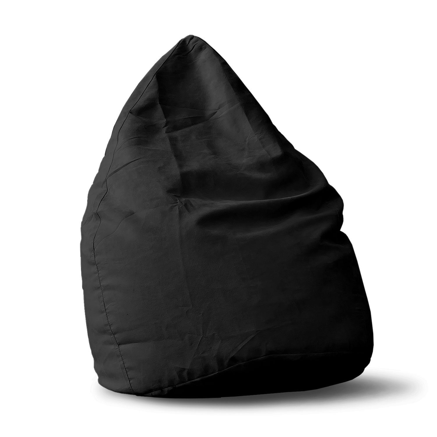 Lumaland Sitzsack Luxury XL Bodenkissen Sitzkissen 60x45cm, Microvelours weich Bean Bag 120L waschbar robust schwarz | Sitzsäcke