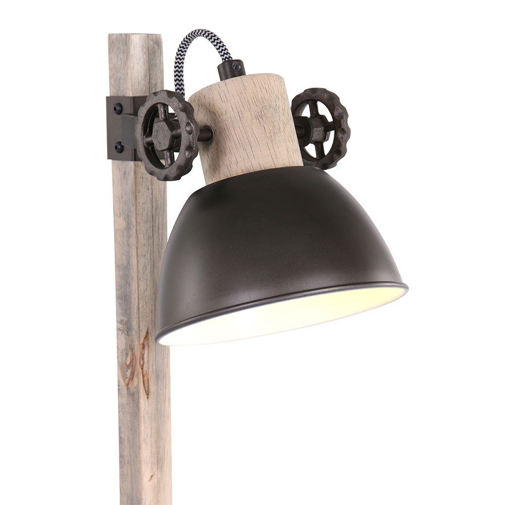 etc-shop Schreibtischlampe, Leuchtmittel inklusive, nicht Schreibtischleuchte Retro beweglich Holzlampe schwarz Tischlampe