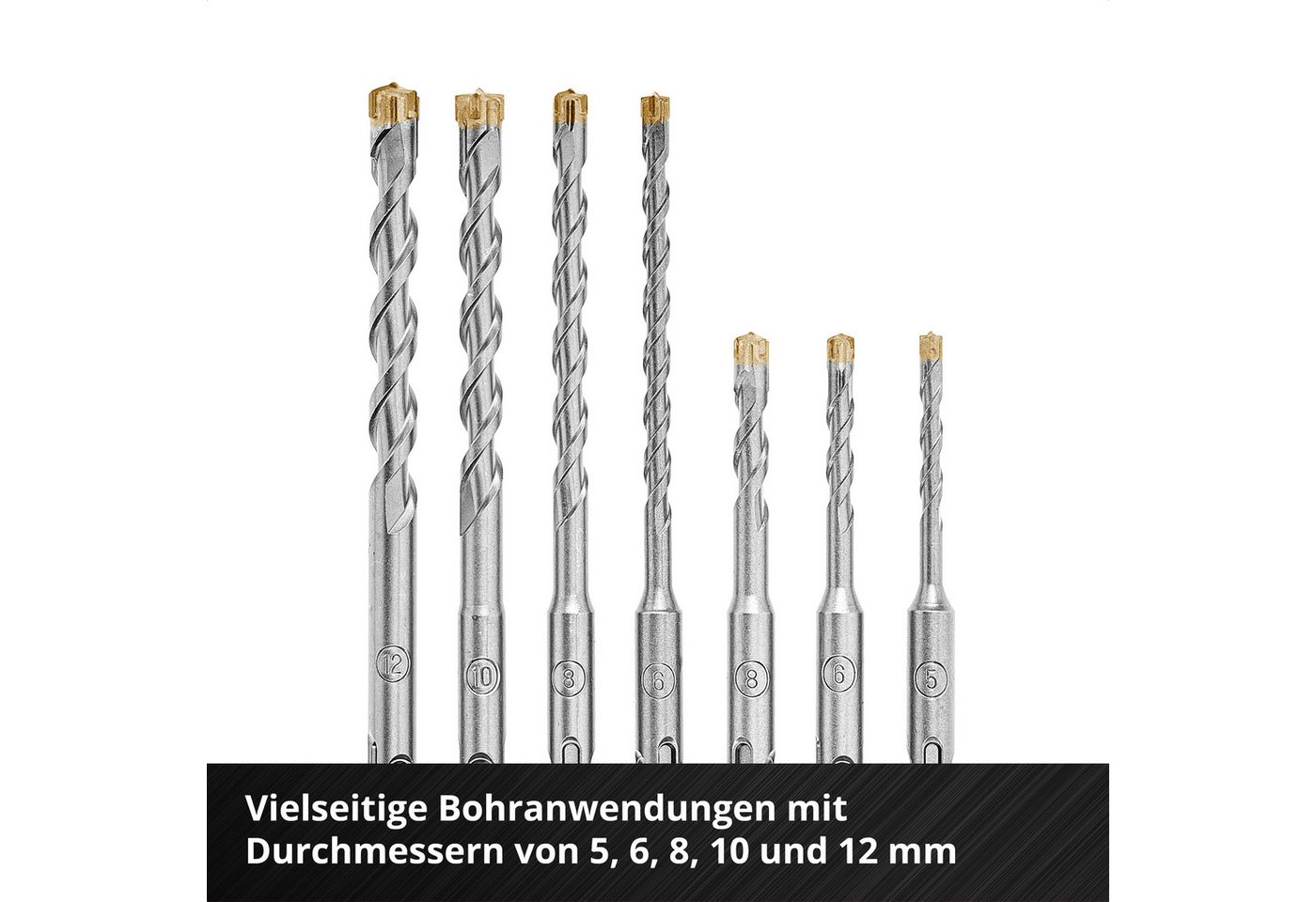 Thumbnail - kwb Bohrer- und Bit-Set, HB2X SDS Plus Bohrer Set, 7 tlg., Ø 5/6/6/8/8/10/12mm (HM X Cross Poin
