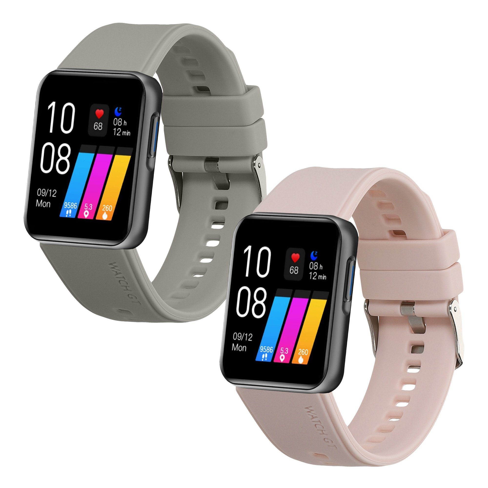 Silikon TPU kwmobile Sportarmband Uhrenarmband 2x Smartwatch, Set 22mm Fitnesstracker für Armband GRV
