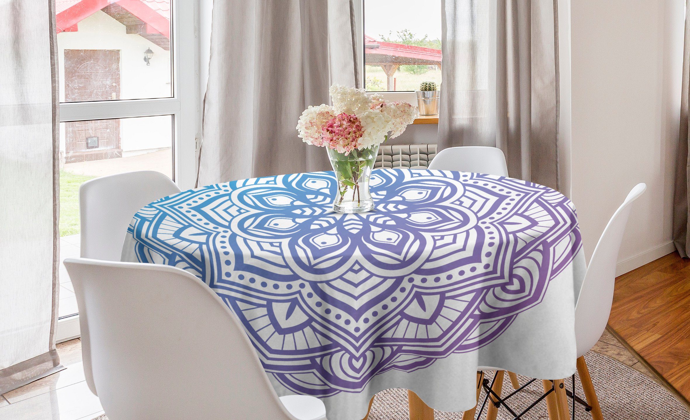 Tischdecke Küche Dekoration, Abakuhaus Abdeckung Floral Kreis Mandala Gradient Esszimmer Tischdecke für lila