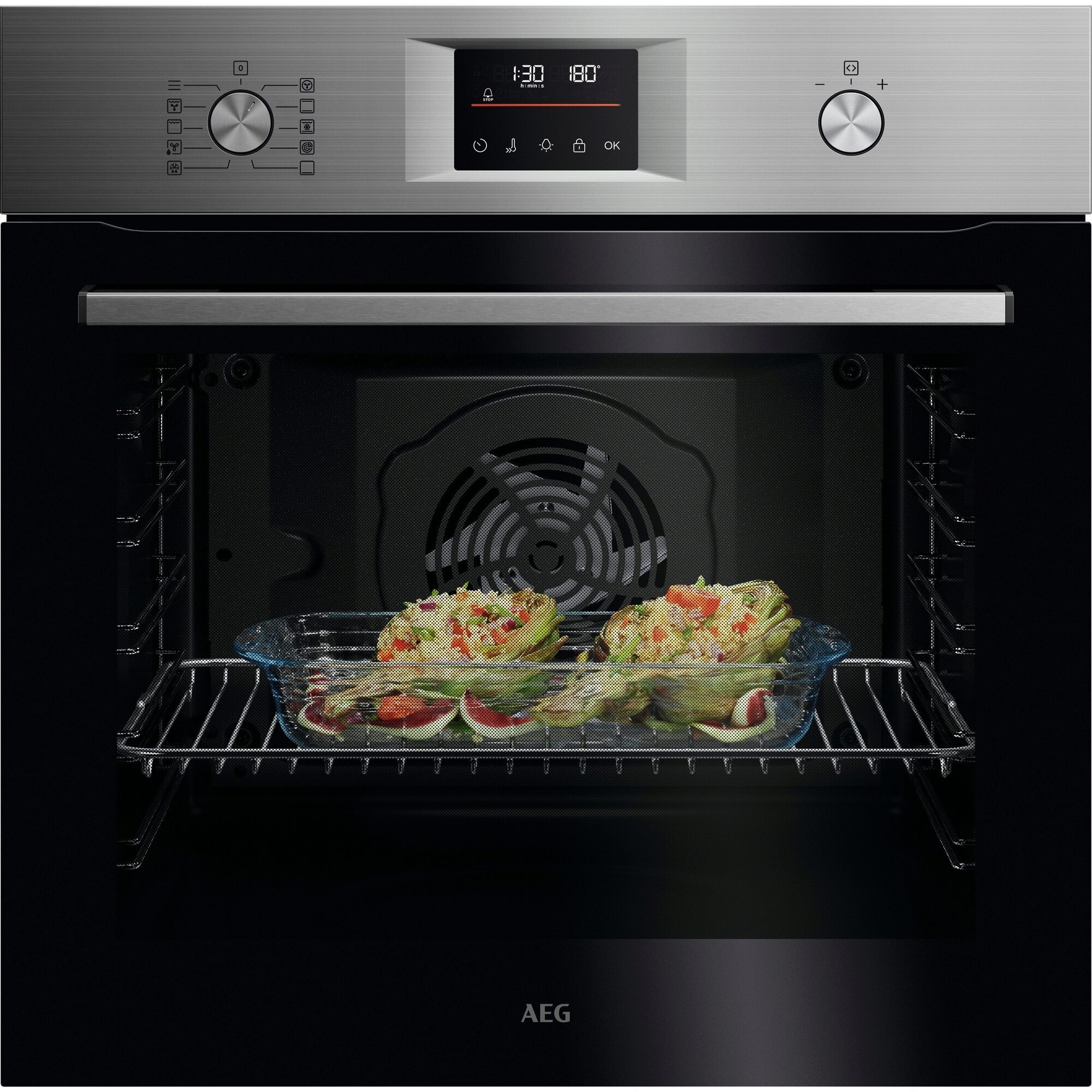 AEG Pyrolyse Backofen OU5PB40WSM, Pyrolyse-Selbstreinigung, Intuitives LED-Touchdisplay mit 45 Automatikprogrammen