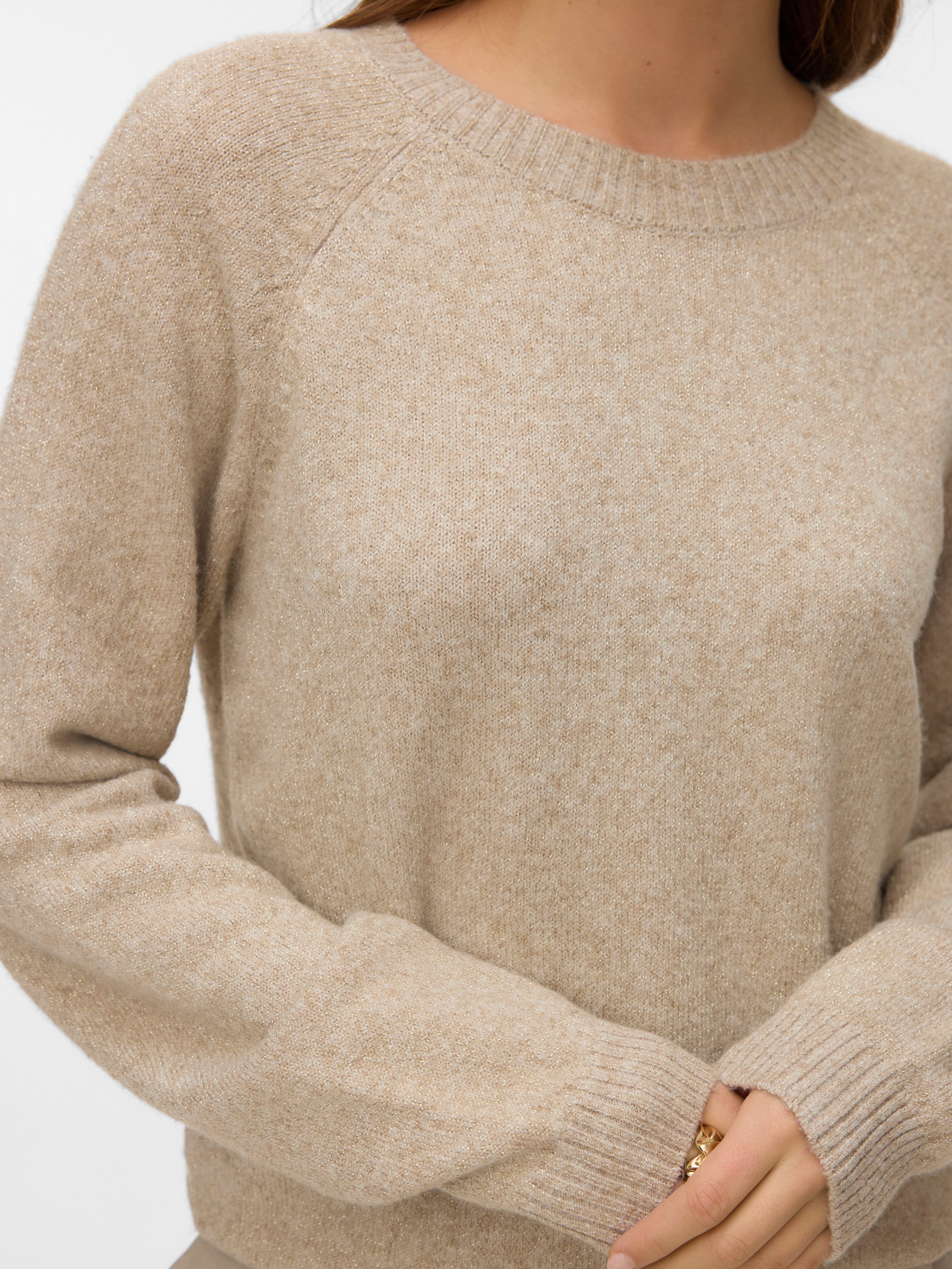 Vero Moda Rundhalspullover VMDOFFYSHINE LS O-NECK BLOUSE REP NOOS