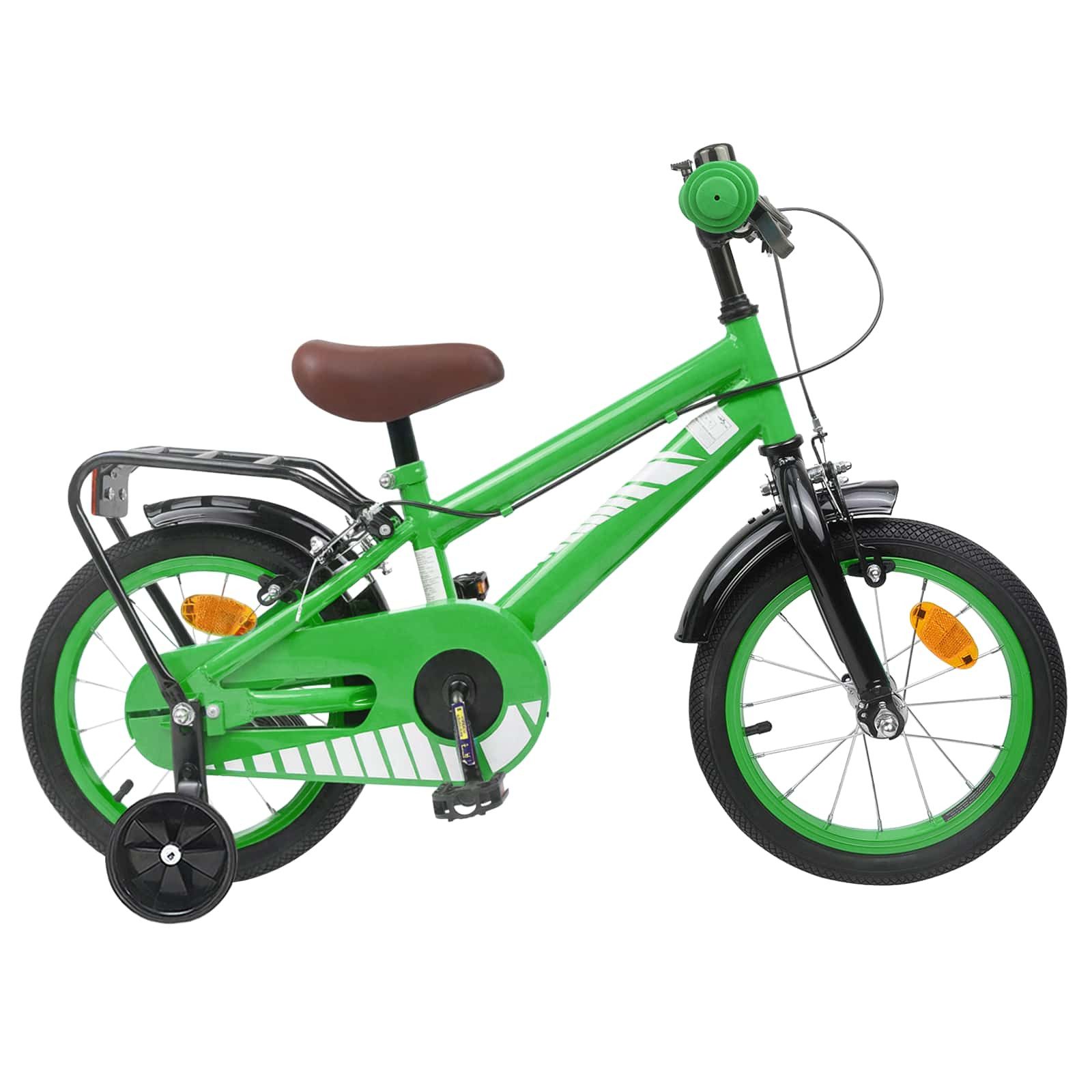 vidaXL Kinderfahrrad 90 x 49 x 67,5 cm Kinderfahrrad 12 Zoll für 2-4 Jahre alt Grün Stützrä
