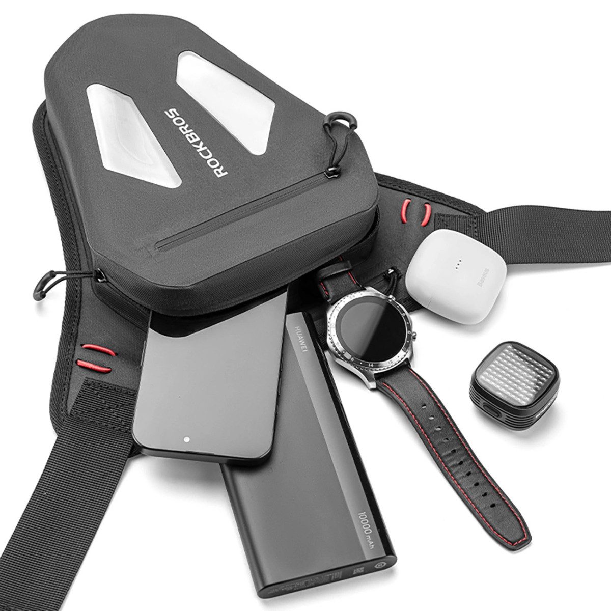 ROCKBROS Fahrradtasche Motorradtasche für Beine, Oberschenkel, Taille, Schulter, Schwarz