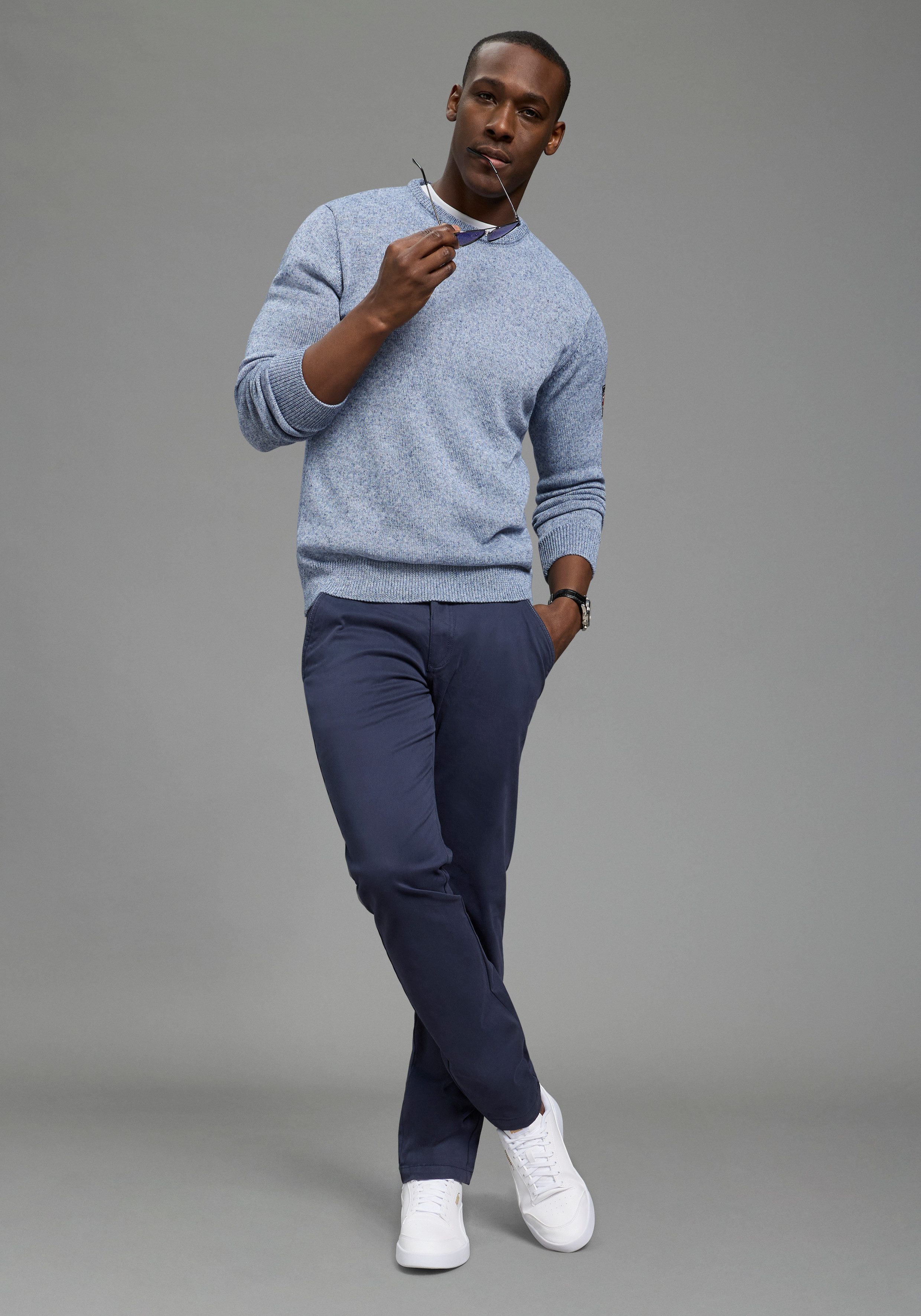 DELMAO Rundhalspullover Neue Kollektion! Sommerlicher Leinenanteil Rundhals günstig online kaufen