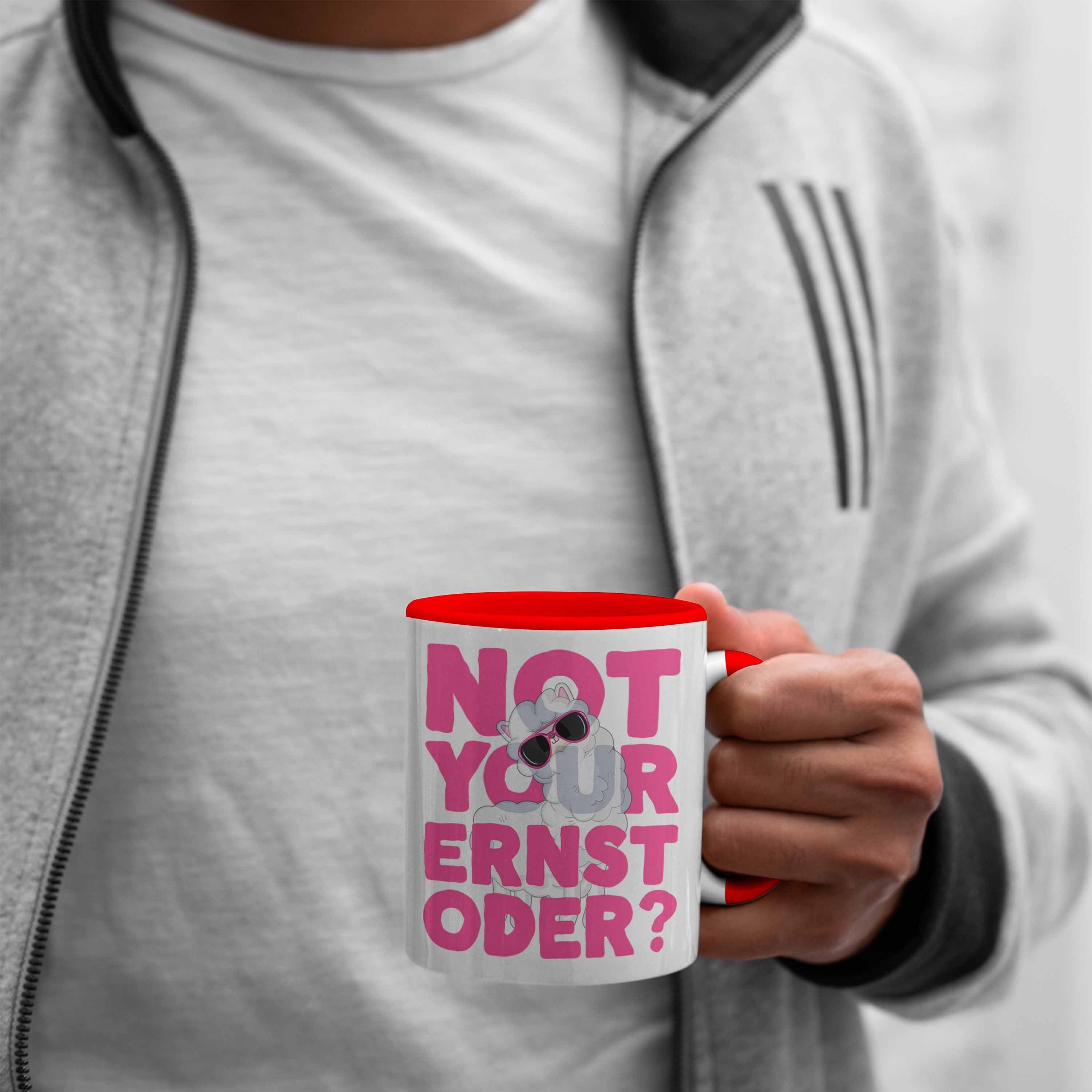 Trendation Tasse Not Your Ernst Rot Tasse Spruch Pink Llama Frauen mit Kaffeetasse Oder für