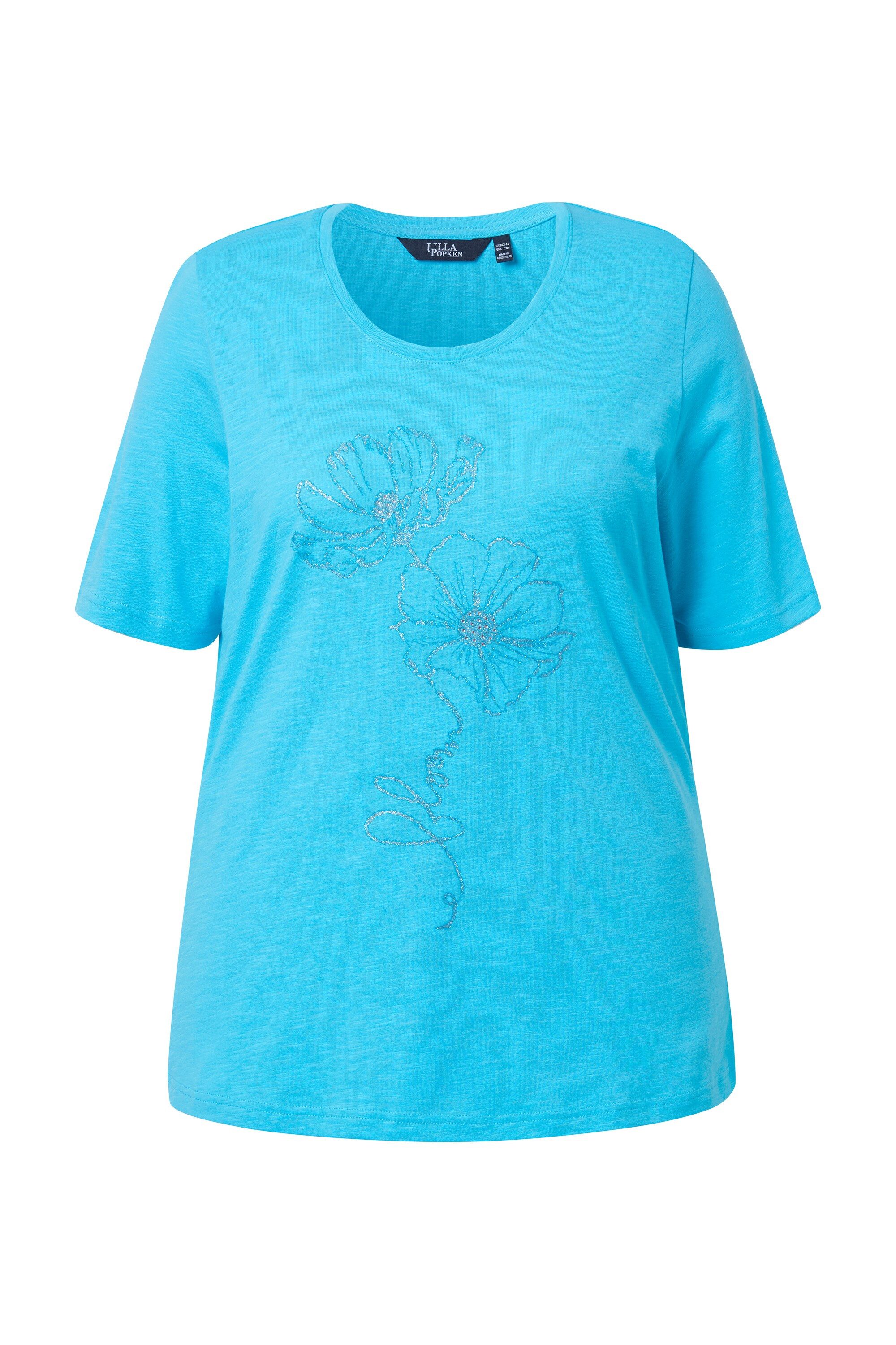 Ulla Popken T-Shirt T-Shirt Blüte Classic Rundhals Halbarm günstig online kaufen