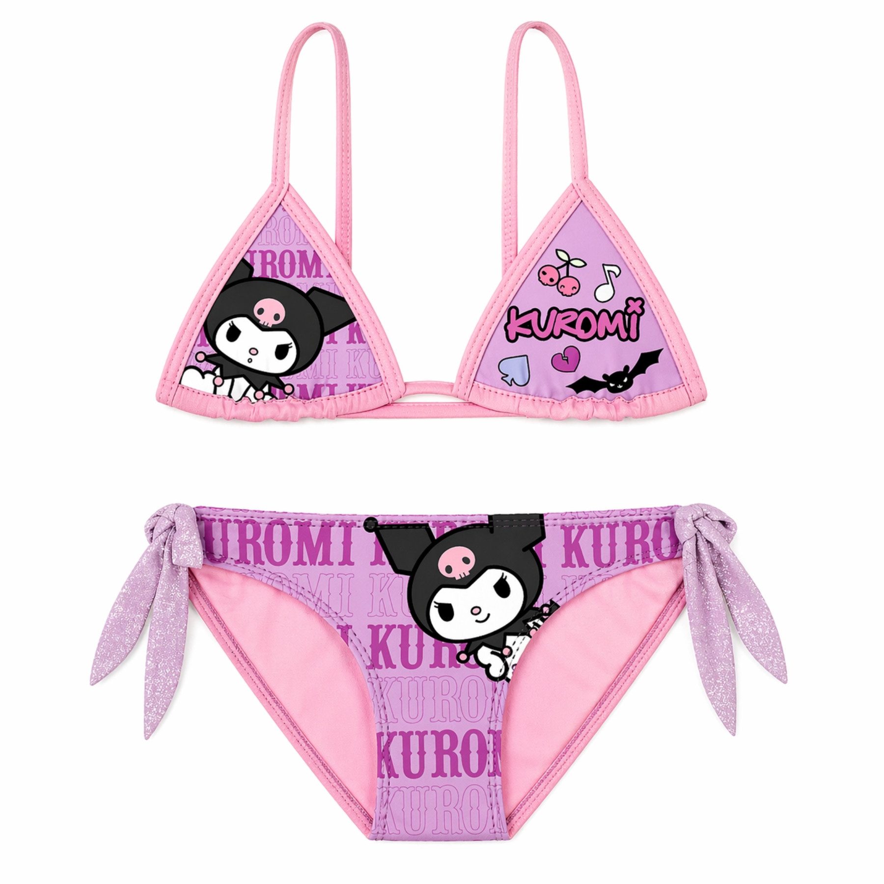 SANRIO Bügel-Bikini Kuromi Kinder Bikini Set Polyester Sommer Bademode Schwimmbekleidung
