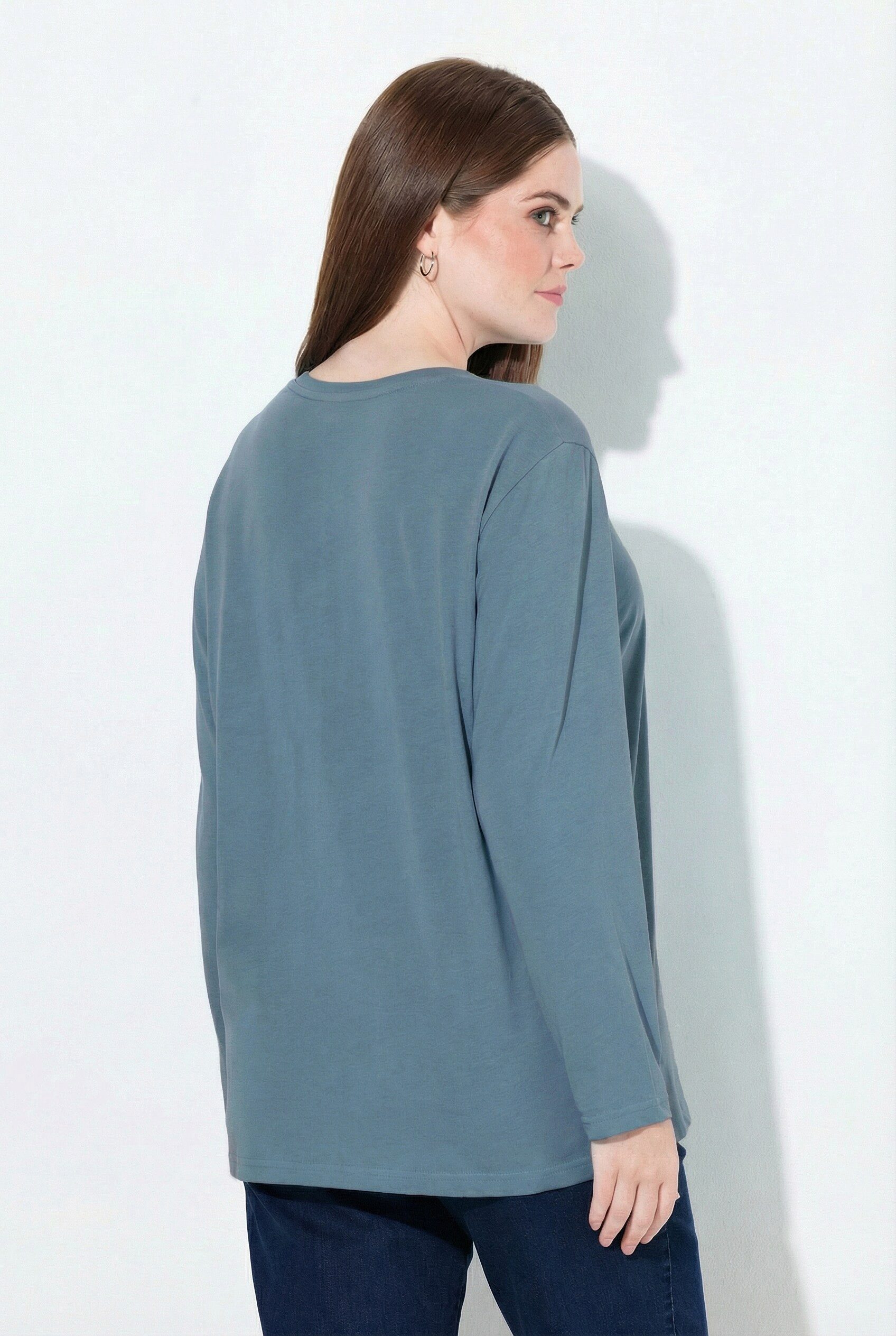 Ulla Popken T-Shirt Shirt Relaxed Rundhalsausschnitt Langarm – Bild 3 von 4
