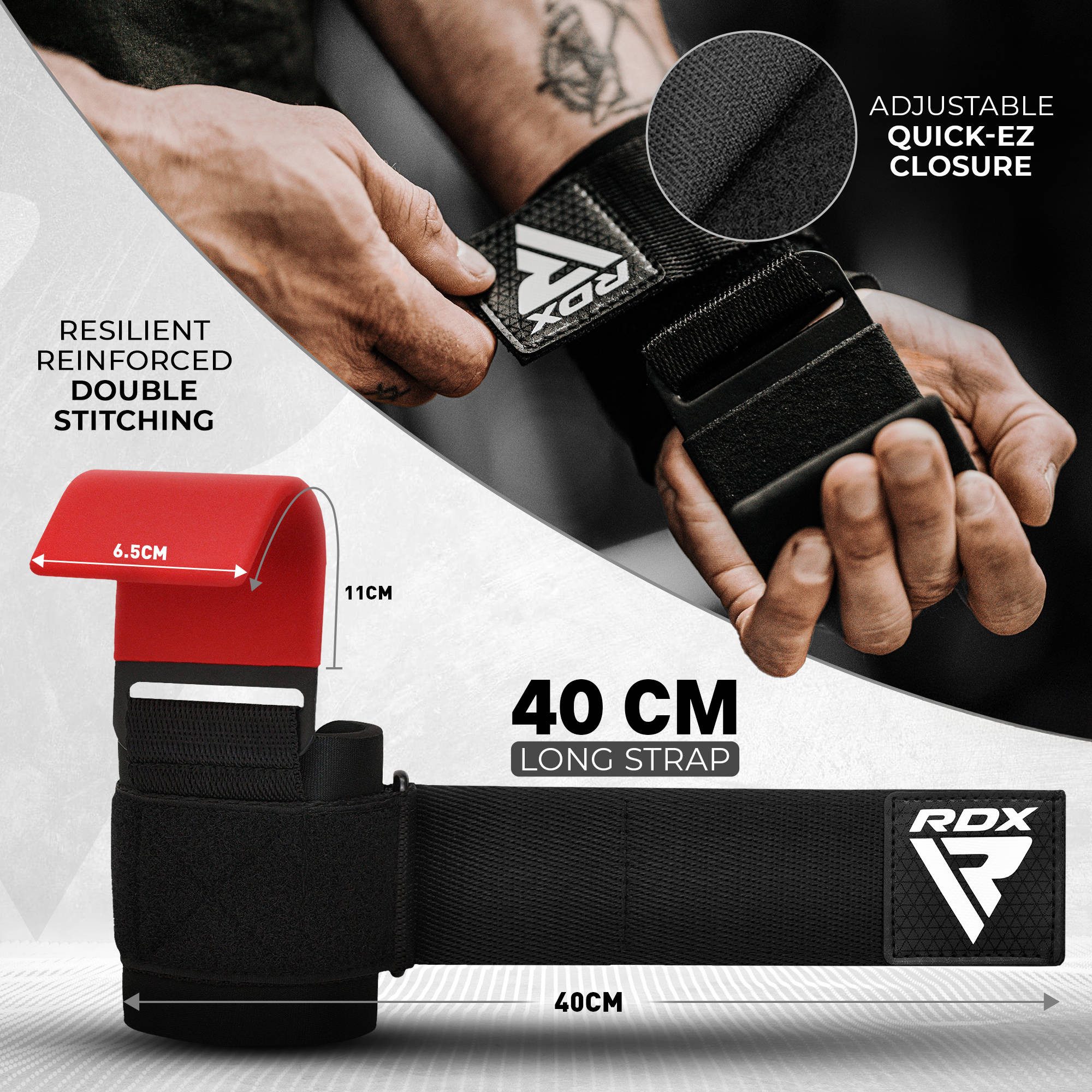 RDX Handgelenkstütze RDX Lifting Straps Hooks Strength Training, Handgelenk Schutz