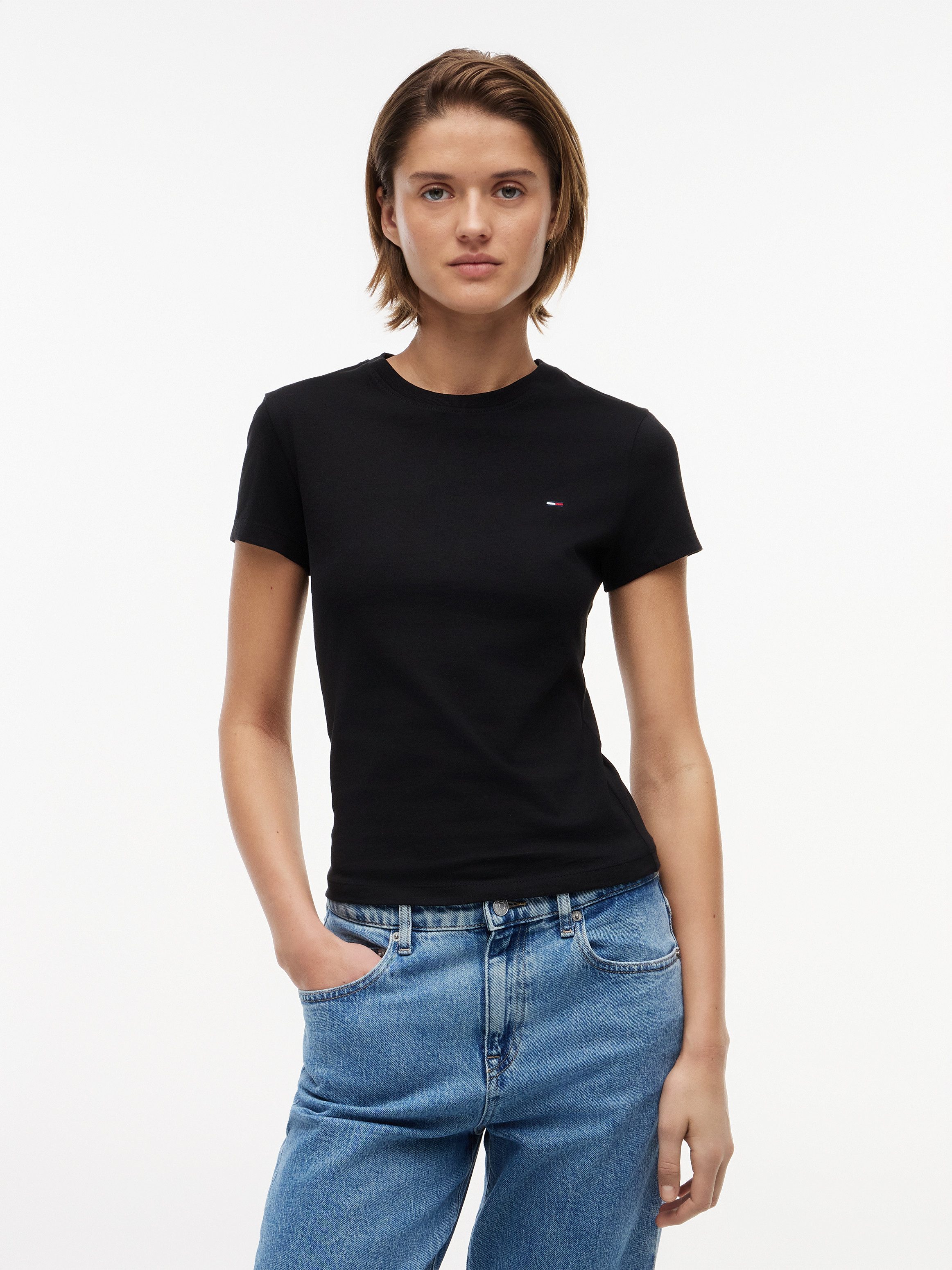 Tommy Jeans Kurzarmshirt TJW SLIM C-NECK TEE mit Logo-Stickerei