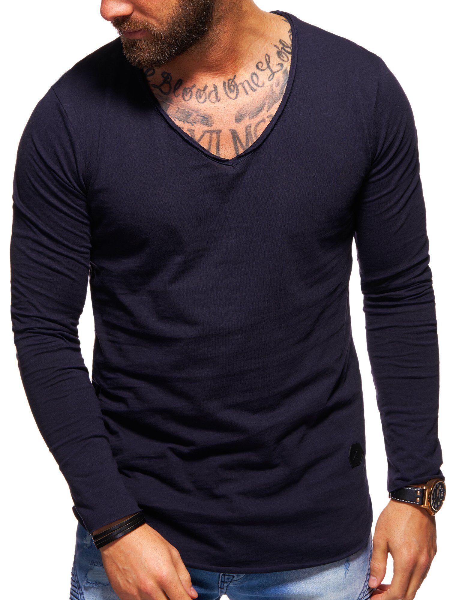 Style-Division Longsleeve SDJOLIET Basic V-Neck im Oversize-Look günstig online kaufen