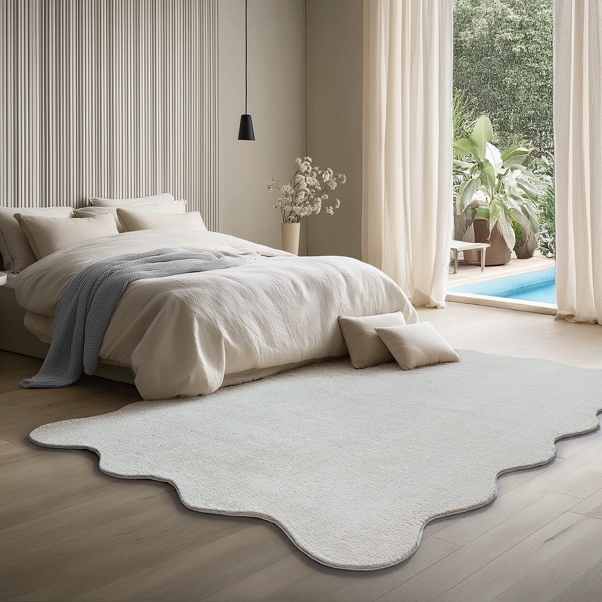 the carpet Teppich kuschelig & Super Soft, Anti-Rutsch Unterseite, wellenförmig, Höhe: 16 mm, Waschbar bis 30 Grad, Felloptik, Wohnzimmer Teppich, Kundenliebling