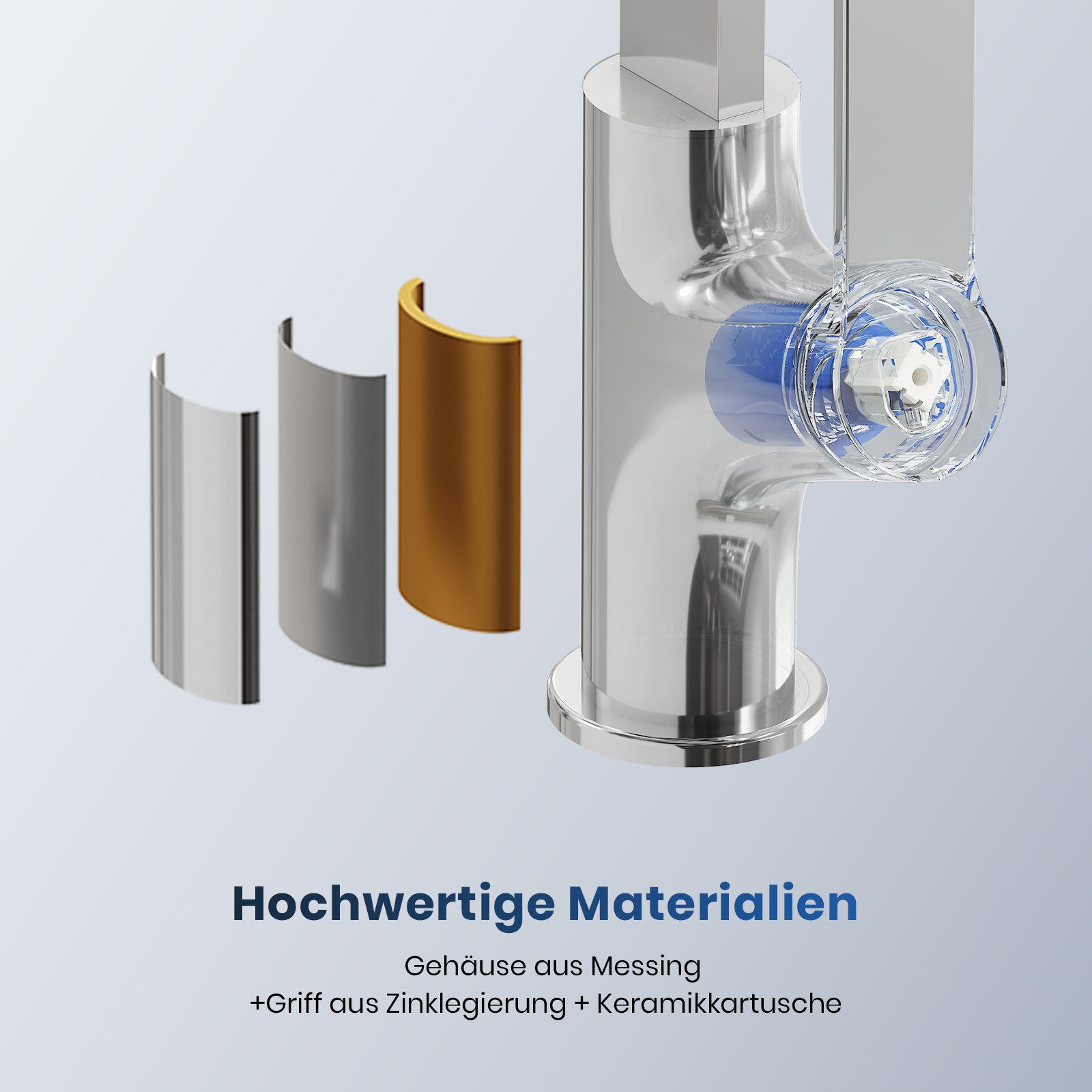 EMKE Küchenarmatur Spülbecken armatur Einhebelmischer Modern Messing Bad wasserhahn ( geräuscharme keramische Kartusche, Badezimmer Badarmatur) – Bild 4 von 5