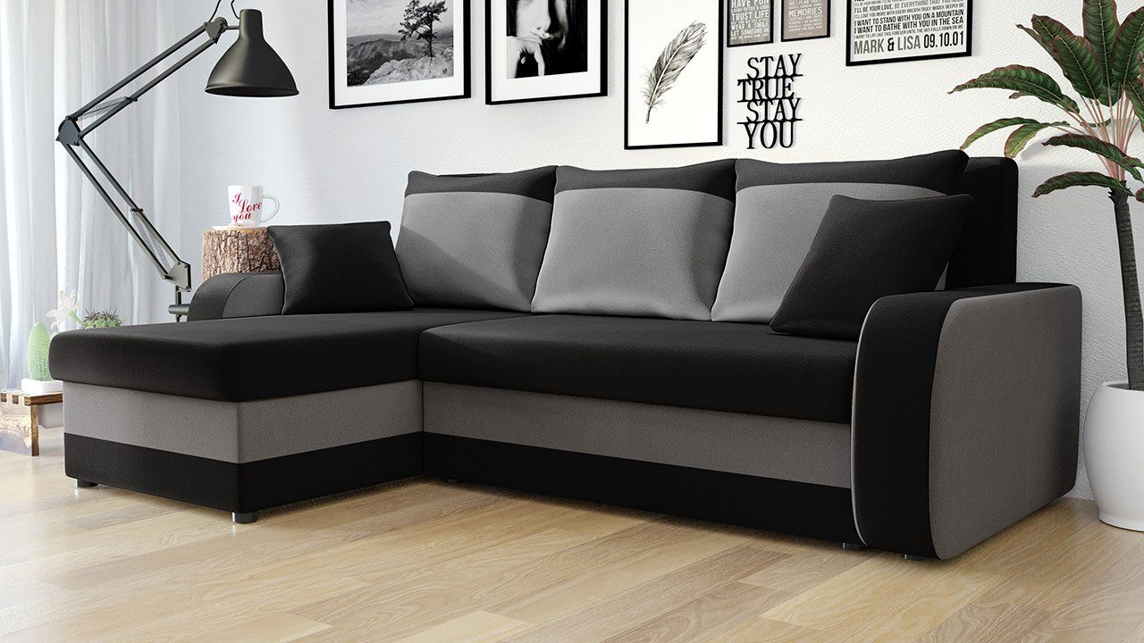 MIRJAN24 Ecksofa Kris Lux, mit Schlaffunktion und zwei Bettkasten, L-Form mit Kissen-Set, L: 238 cm