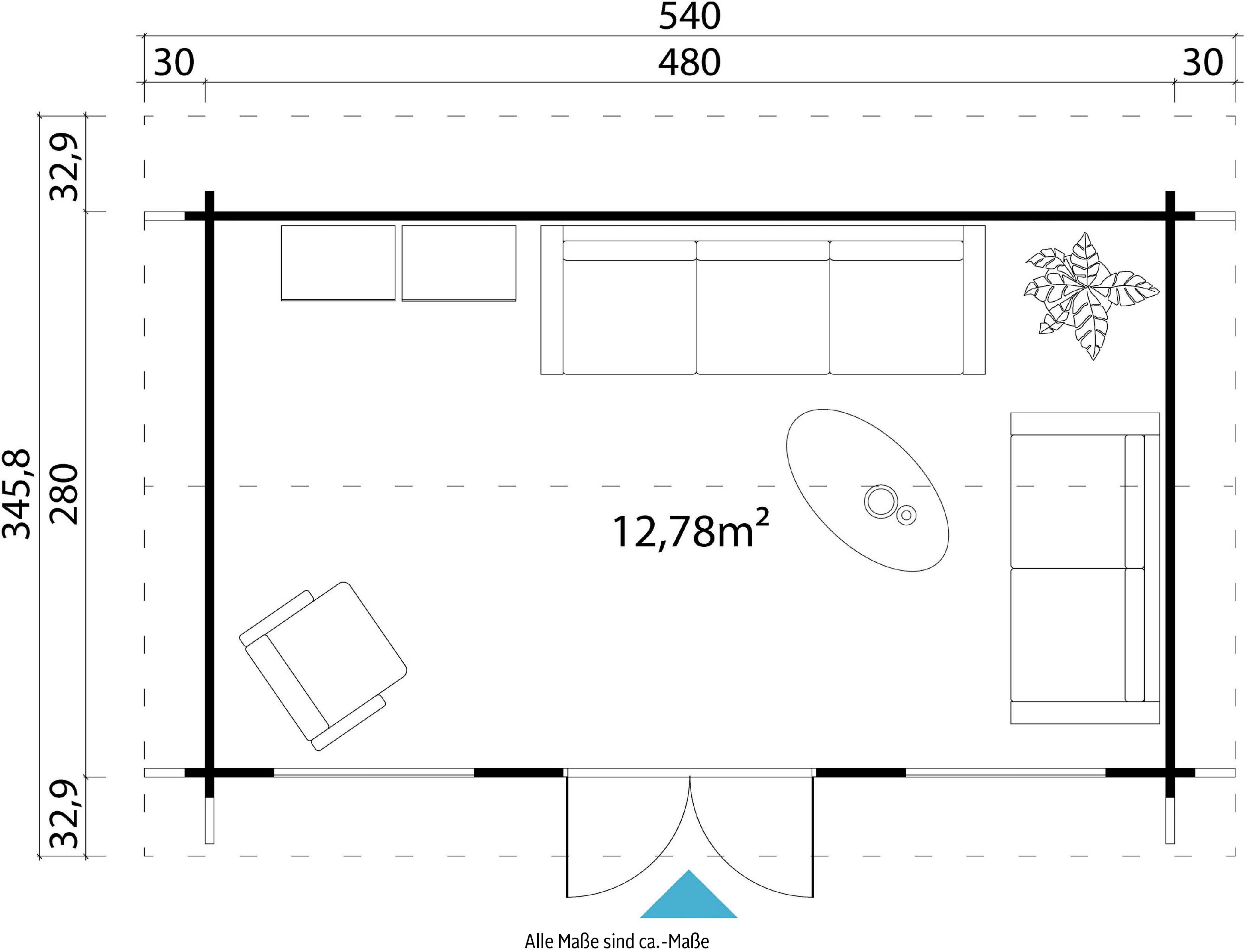 540x346 cm, LASITA (Set, verlegen) Fussbodenbretter lichtgrau zum PEMBROKESHIRE, inkl. Gartenhaus MAJA BxT: