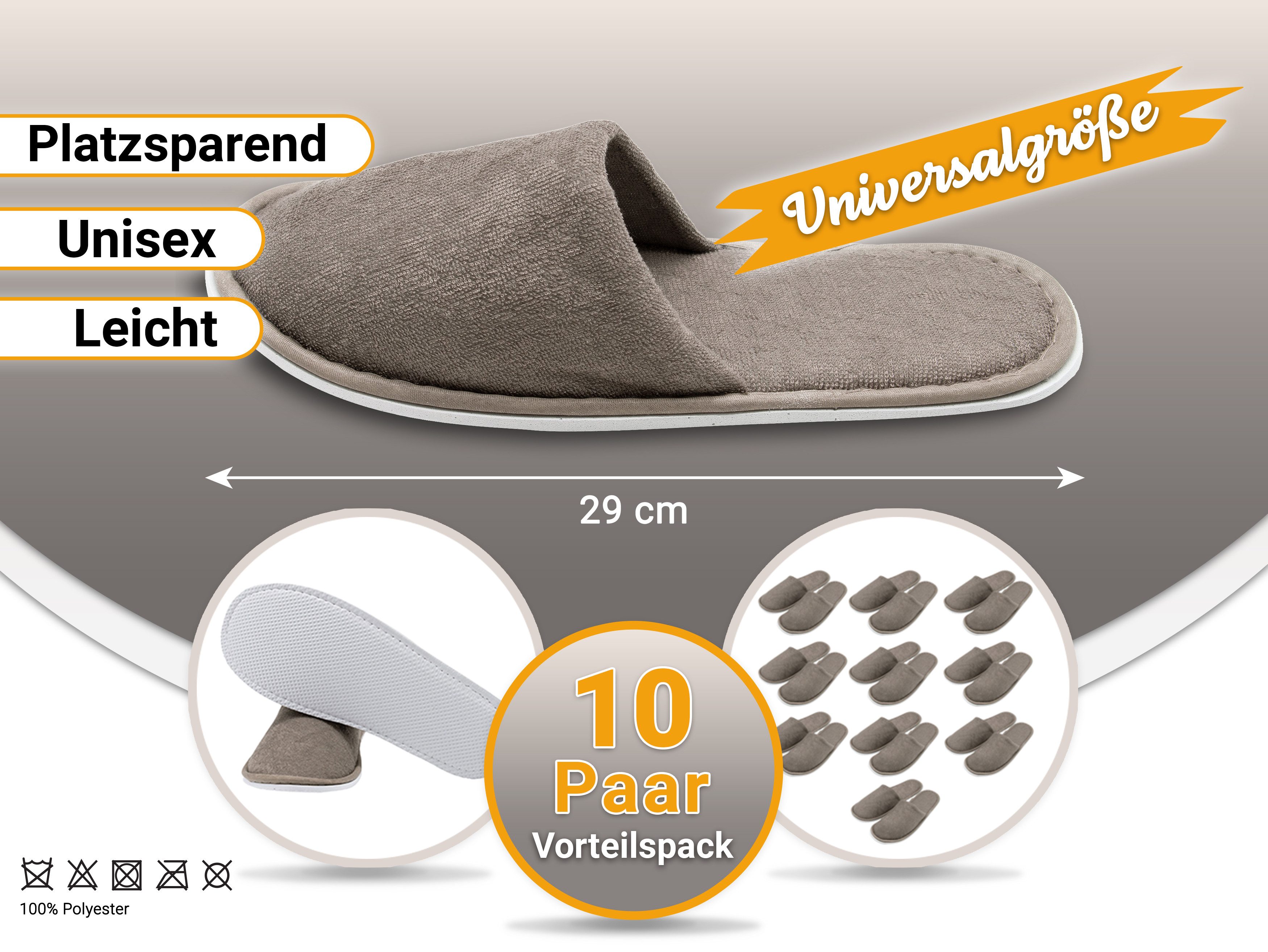 ZOLLNER Pantoffel (10-tlg) 100% Polyester, vom Hotelwäschespezialisten