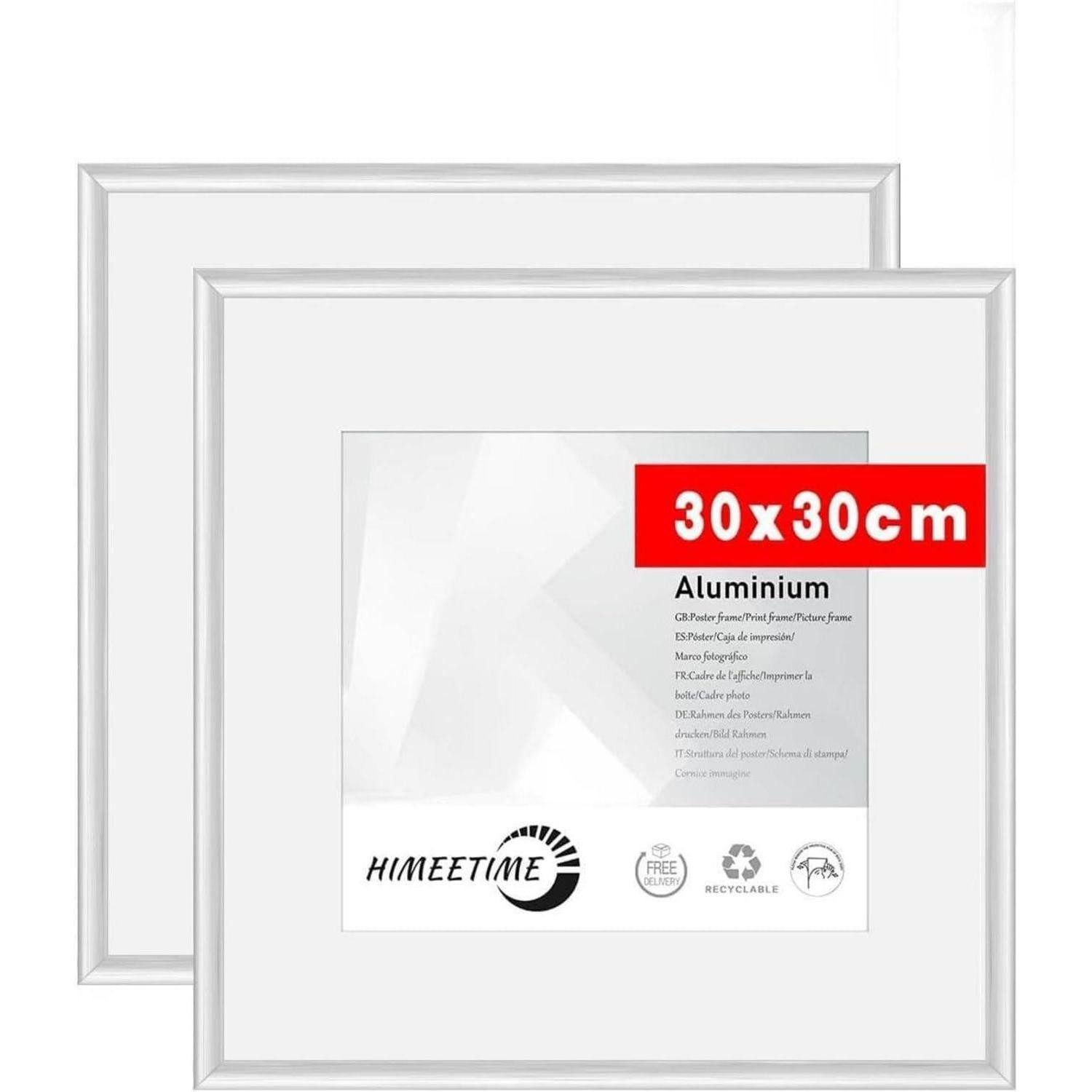LuxusKollektion Bilderrahmen-Set Bilderrahmen Acrylglas Hochformat Querformat Alu Silber 30x30cm 2x