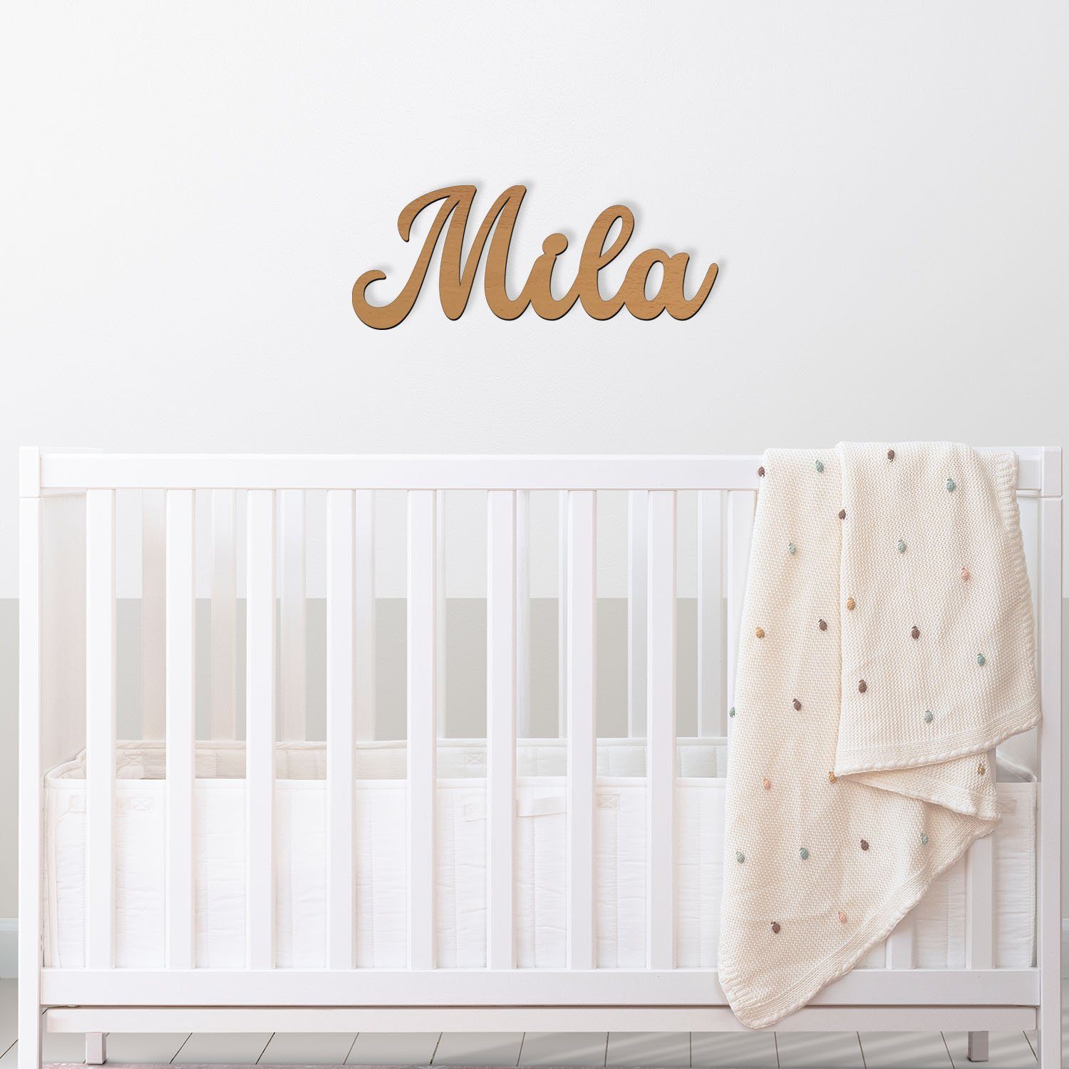 Namofactur Wanddekoobjekt Name Mila Holz Schild Buchstaben Namensschild I MDF Holz – Bild 5 von 5