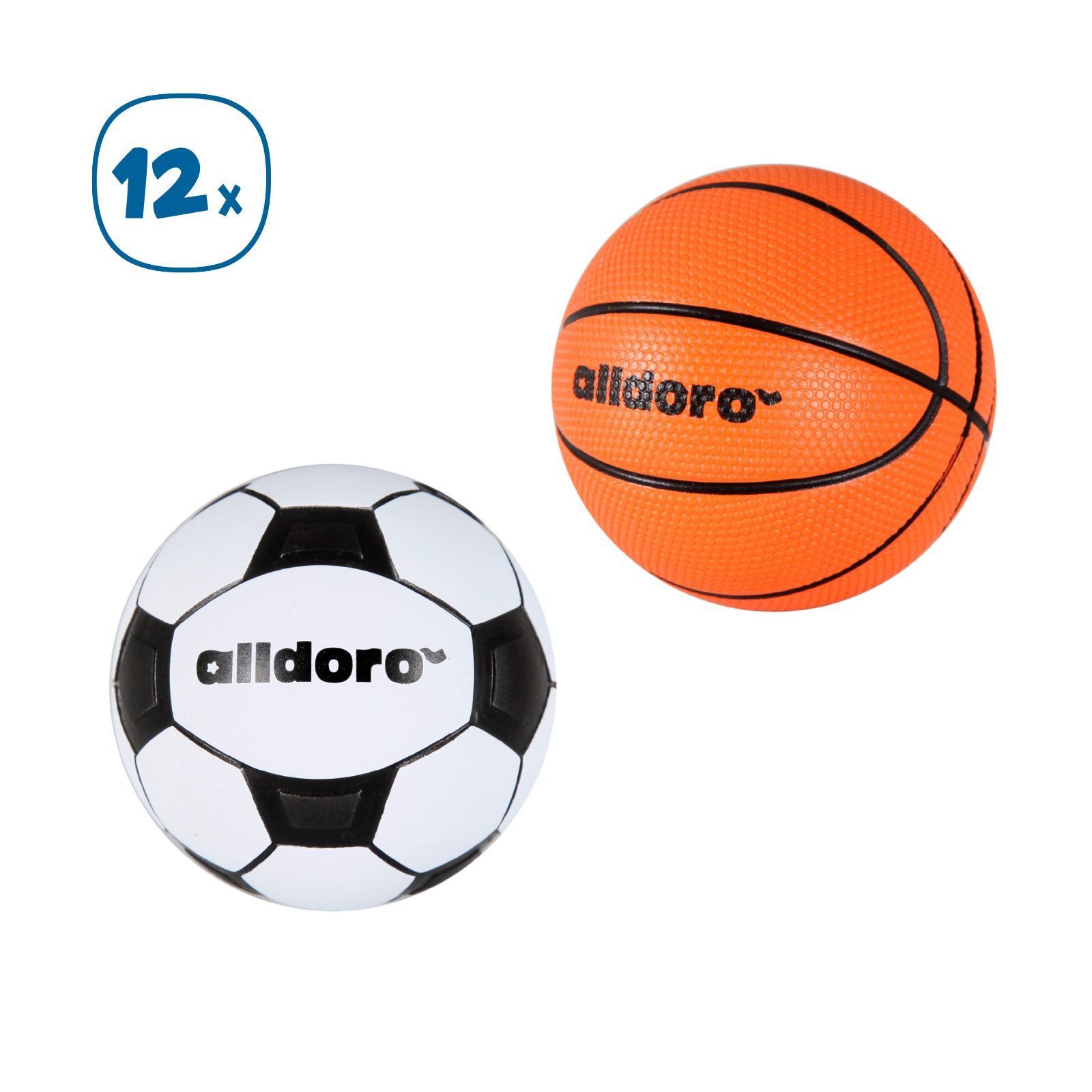 Spielball 12 Mini Spielbälle für Kinder, Ø 6 cm, je 6x Basketball & Fußball