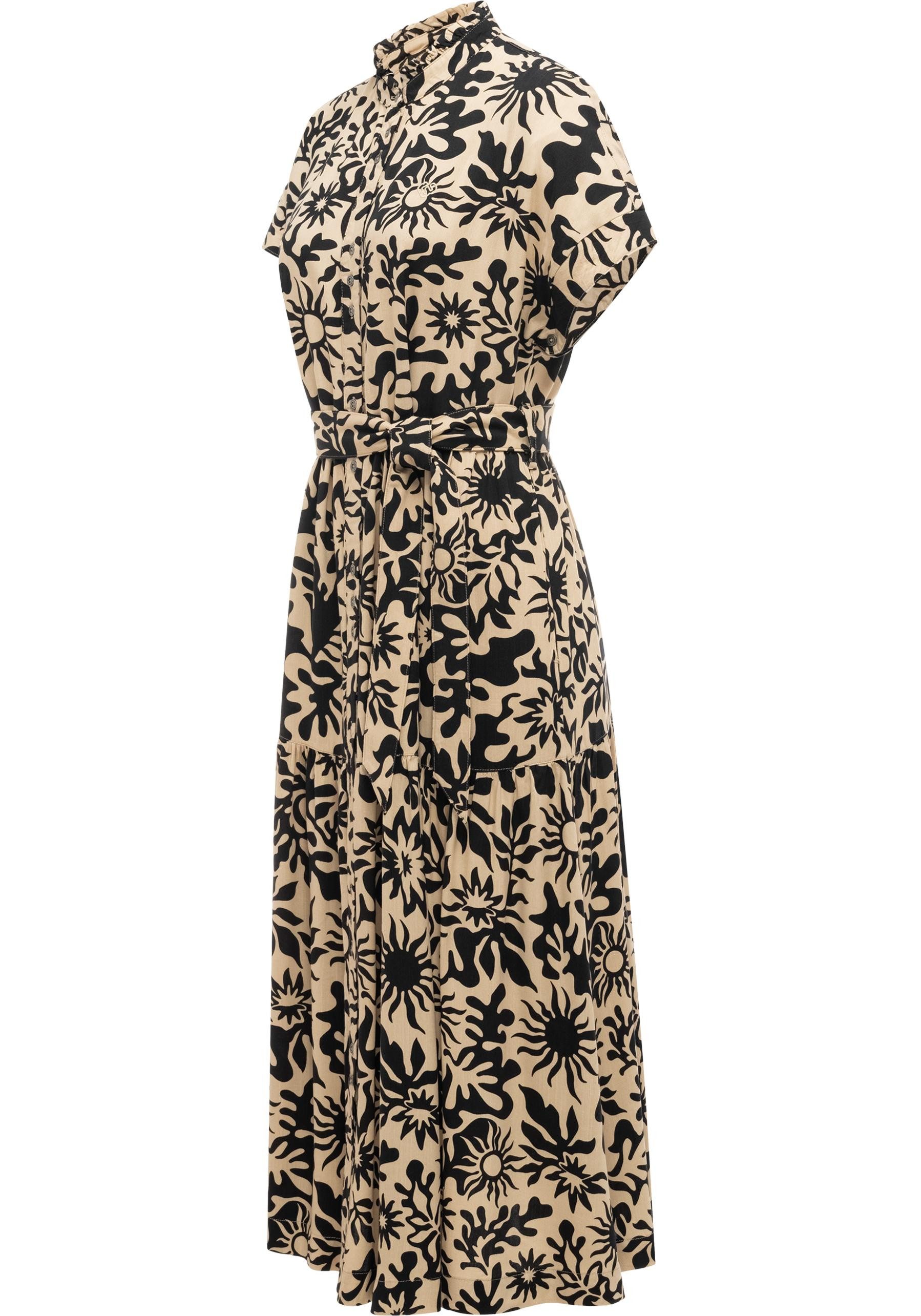 Ragwear A-Linien-Kleid Liora Print (1-tlg) Wadenlanges Kurzarmkleid mit Bindeband