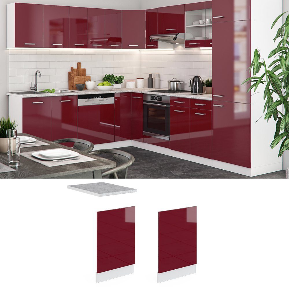 Vicco Frontblende R-Line, Rot Hochglanz/Weiß, 45 cm ohne Arbeitsplatte (1 St)
