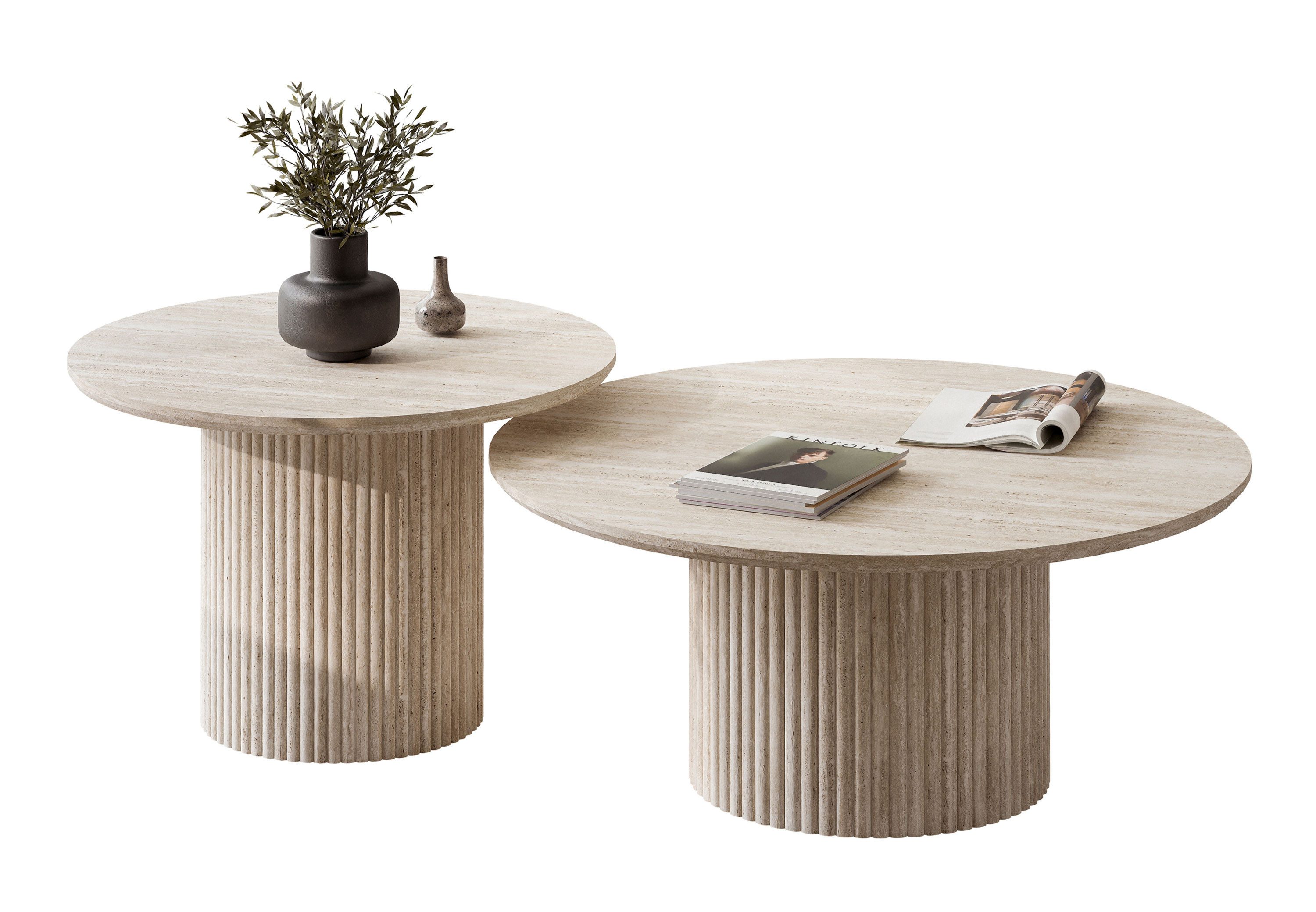 yourhouse24 Couchtisch Set ORI 2in1 Riffel-Design (2er Set), Breite 60 und günstig online kaufen