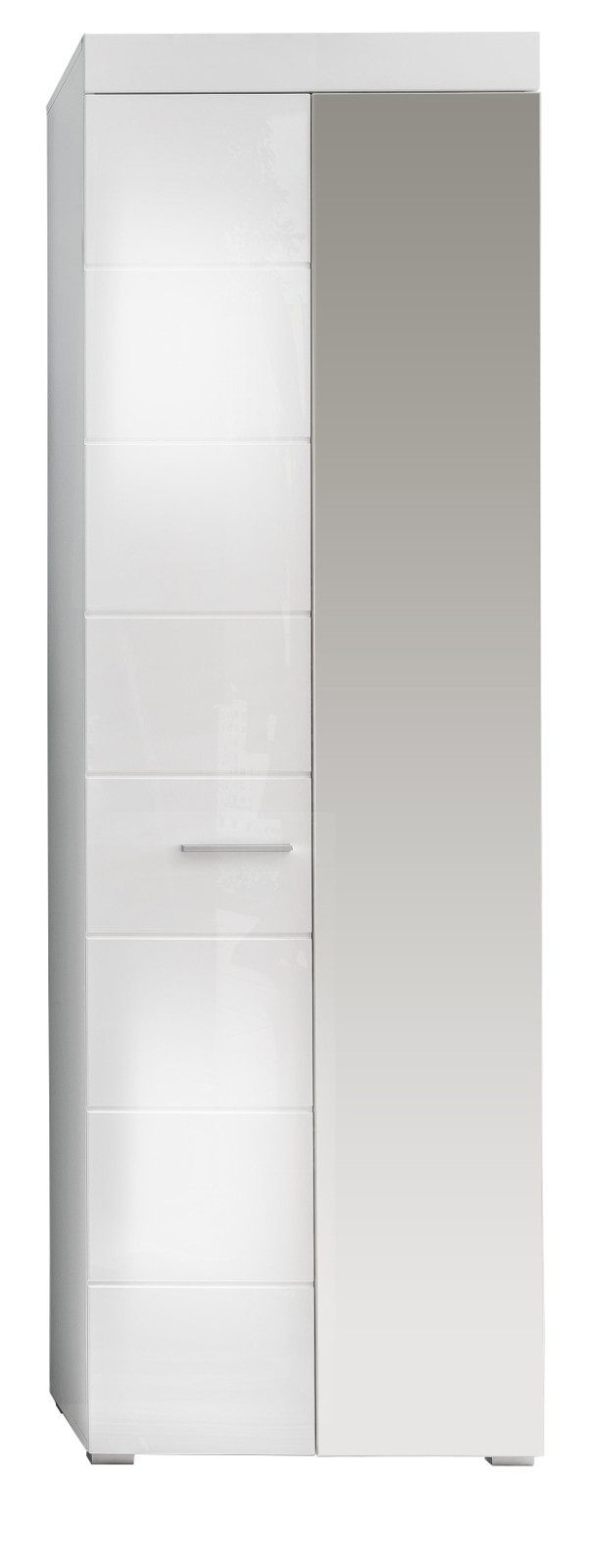 trendteam Garderobenschrank Amanda (Garderobe und Schuhschrank, weiß Hochglanz, 62 x 195 cm) variable Inneneinteilung