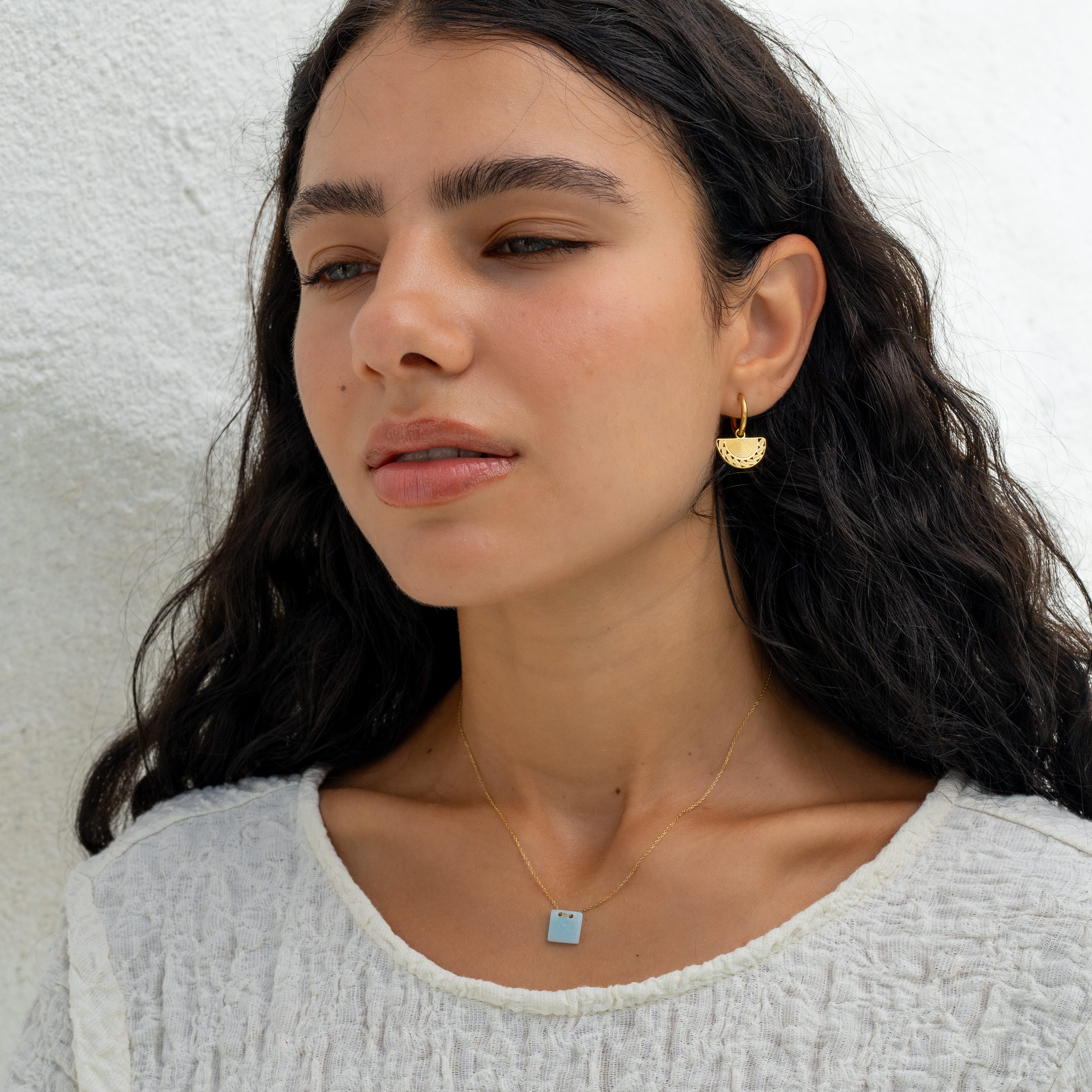 Made by Nami Paar Ohrhänger Set hängende Ohrringe Damen fächerförmig hypoallergen wasserfest, aus Edelstahl – Boho Stil – hautfreundlich – für empfindliche Haut